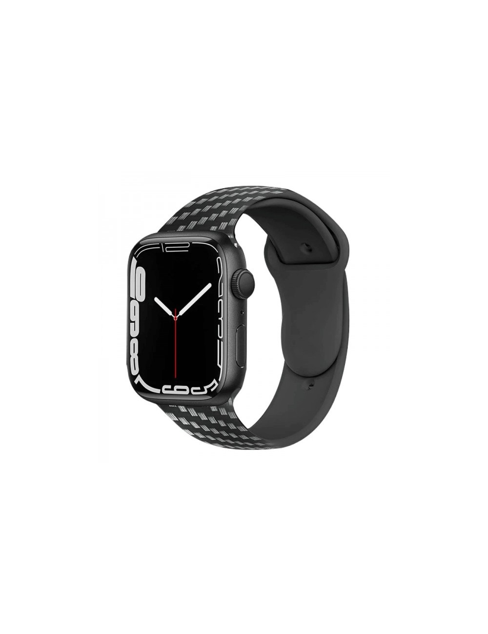 Curea Apple Watch Ultra/ 3 / 4 / 5 / 6 / 7 / 8 / SE series 42 / 44 / 45 / 49 mm, silicon, model fibra de carbon, negru