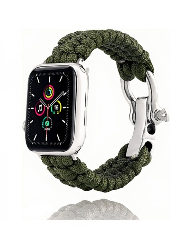 Curea Apple Watch Ultra/ 3 / 4 / 5 / 6 / 7 / 8 / SE series 42 / 44 / 45 / 49 mm, nylon, model paracord, verde