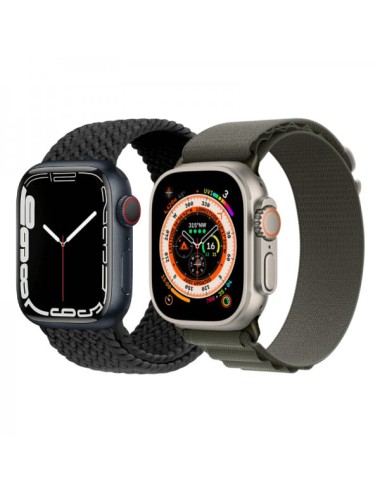 Set 2 curele Apple Watch Ultra/ 3 / 4 / 5 / 6 / 7 / 8 / SE series 42 / 44 / 45 / 49 mm, nylon, negru, verde