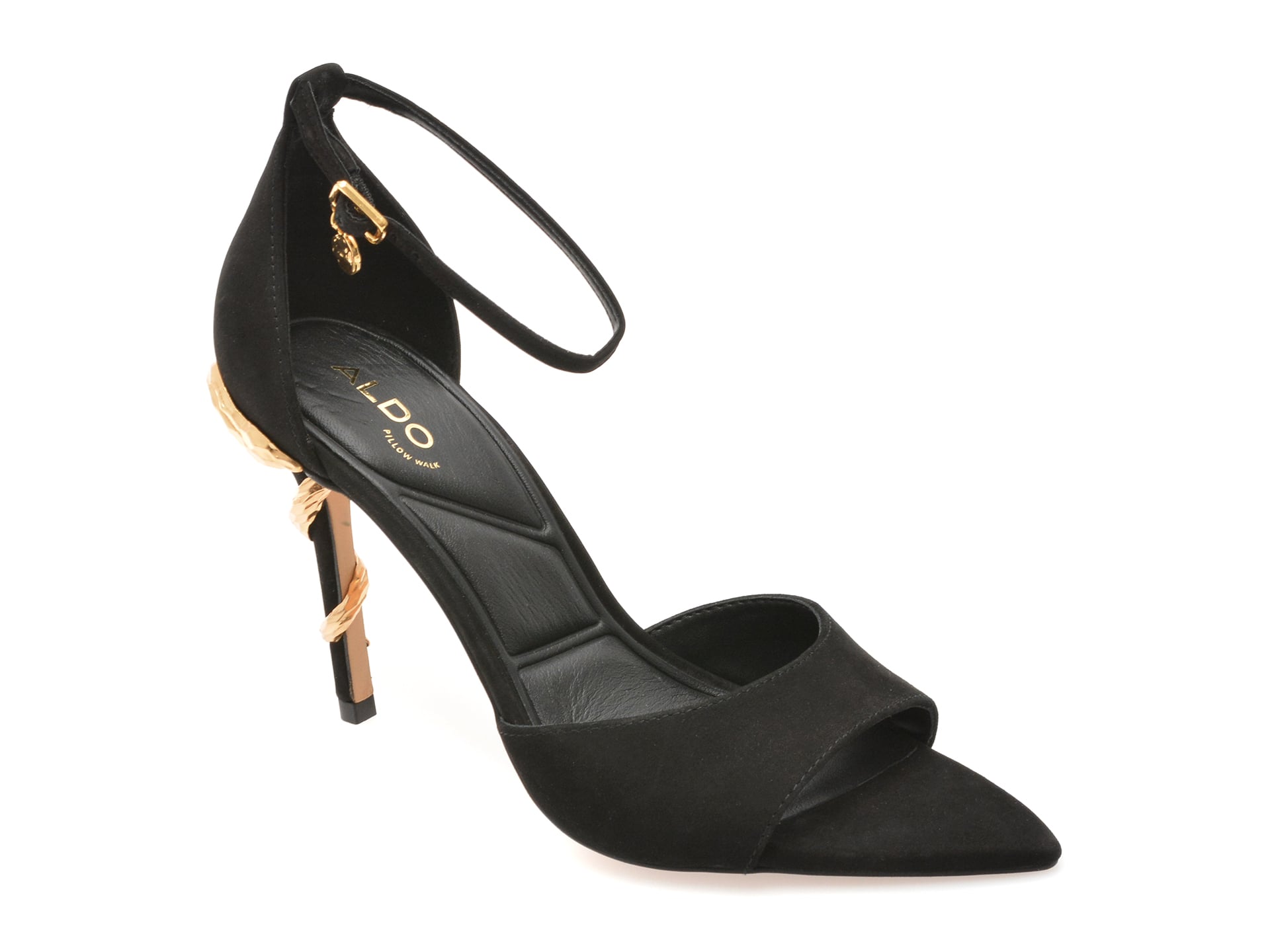 Sandale elegante ALDO negre, MEDEZA 001, din nabuc