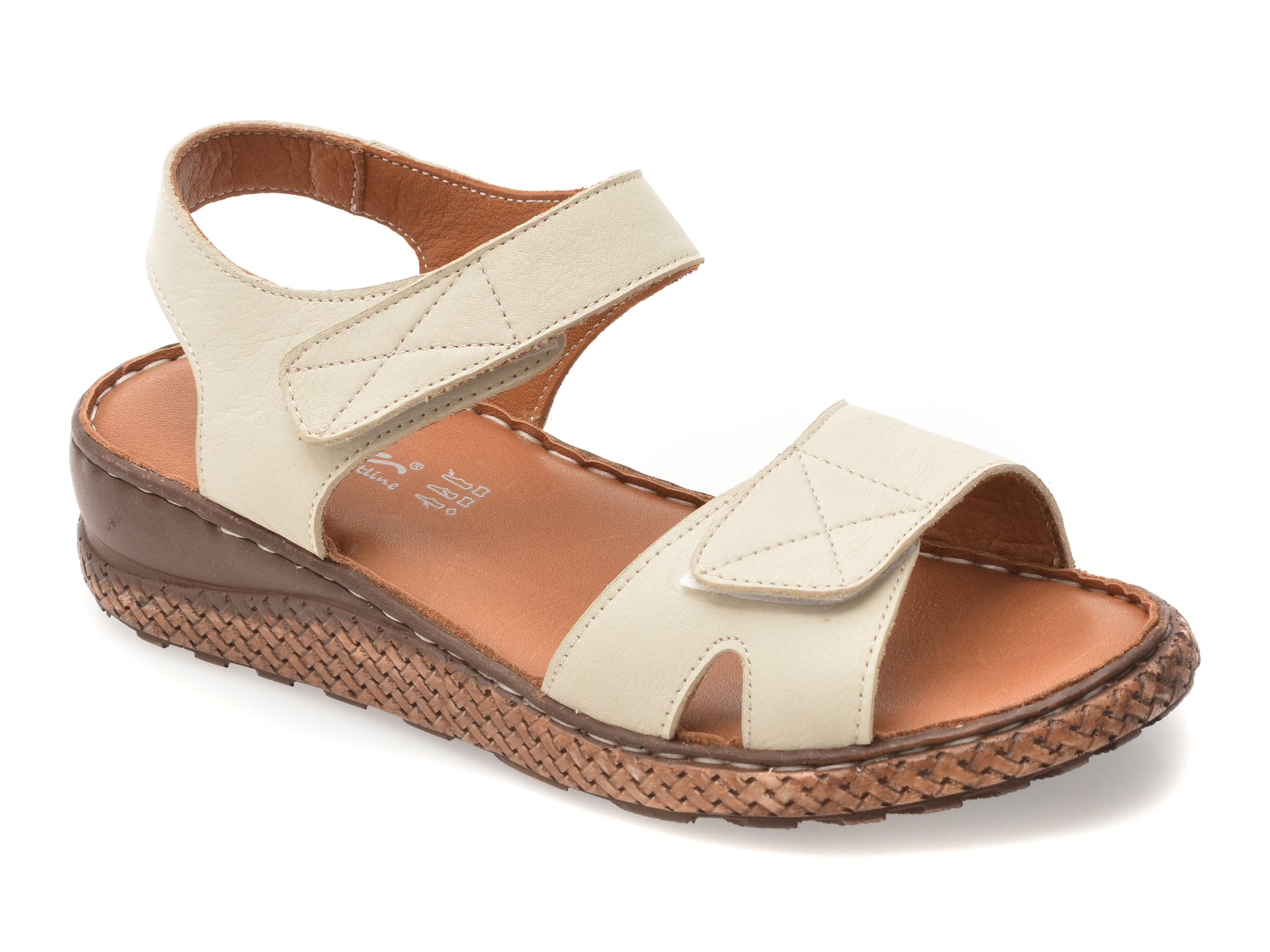 Sandale EVIDA albe, EV2879, din piele naturala