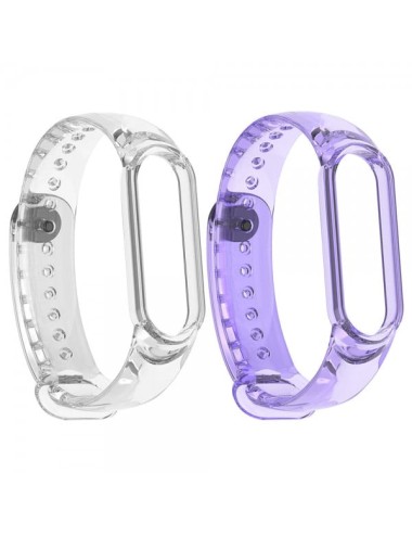 Set 2 curele pentru bratara smartwatch Xiaomi Mi Band 5 / Mi Band 6, silicon, culoare foto-sensibila, transparent, transparent -