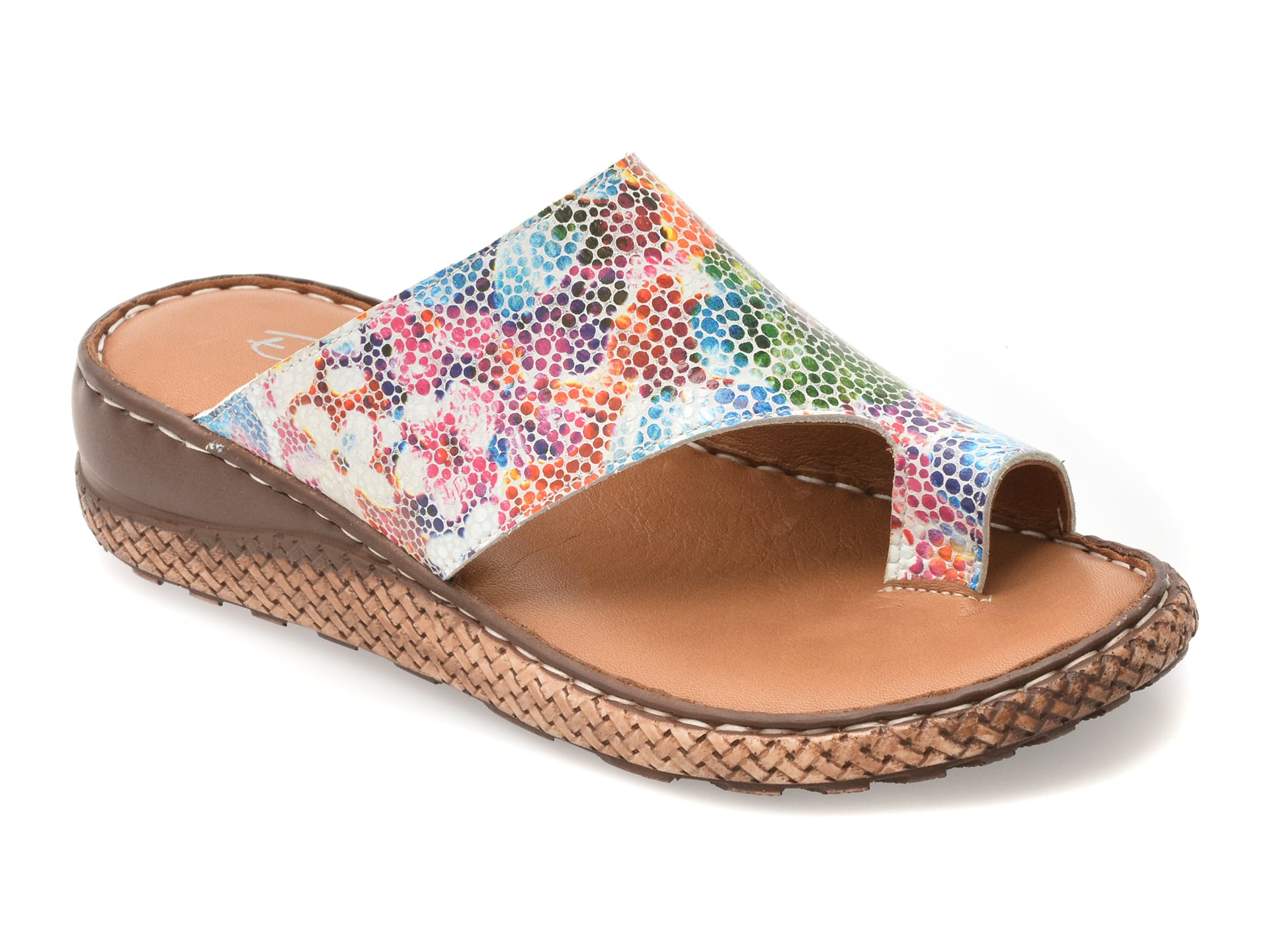 Papuci EVIDA multicolor, EV2875, din piele naturala