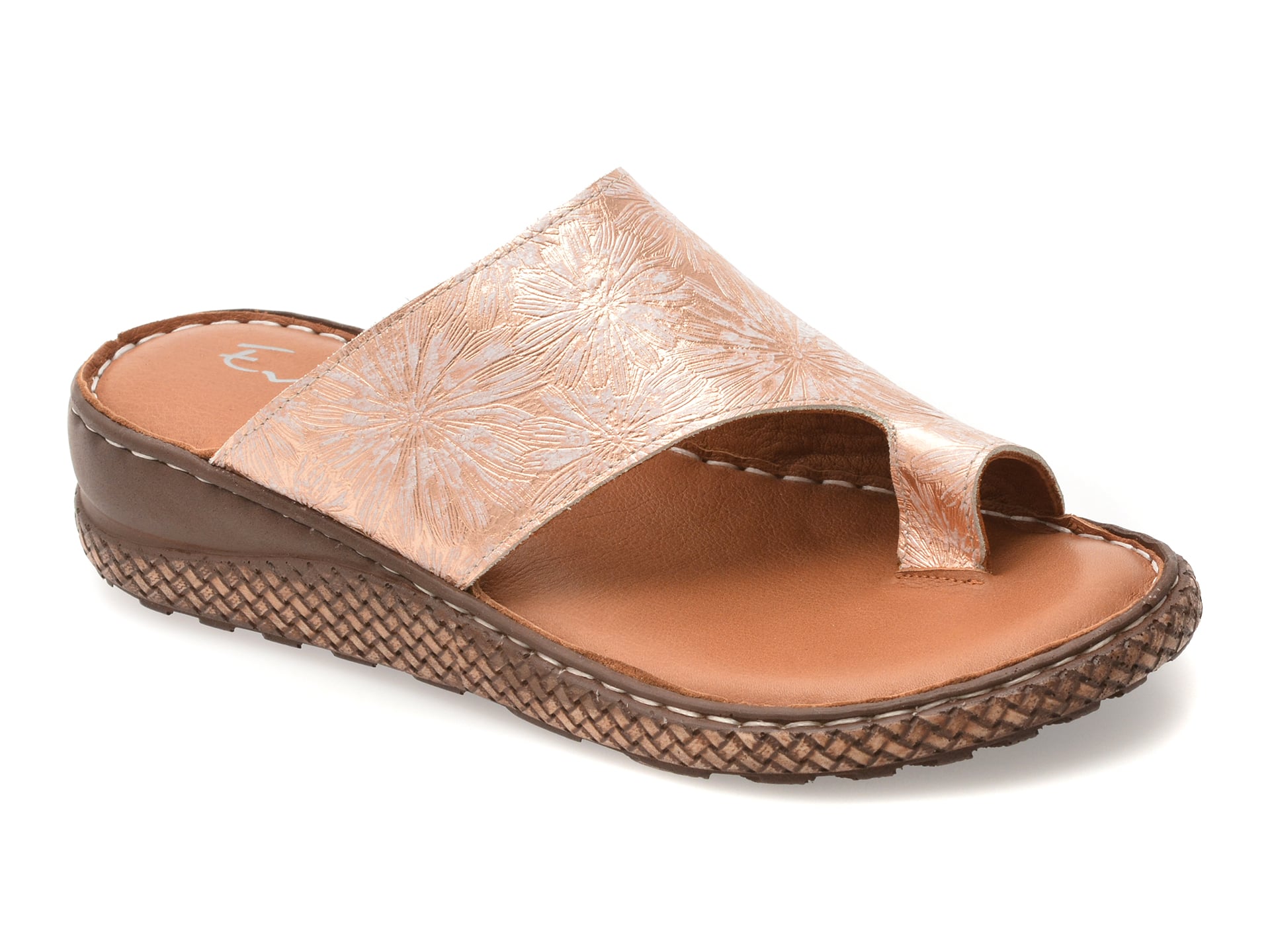 Papuci EVIDA roz, EV2875, din piele naturala