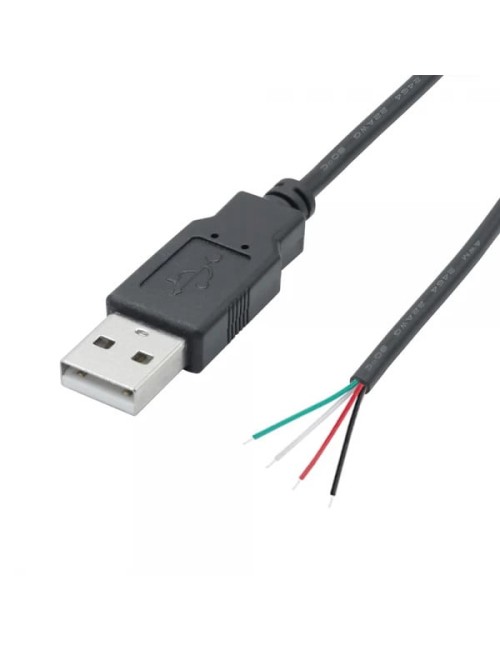 Cablu cu mufa USB A 2.0 tata la 4 fire deschise, 25 cm, negru