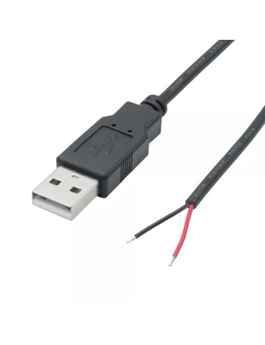 Cablu cu mufa USB A 2.0 tata la 2 fire deschise, 25 cm, negru