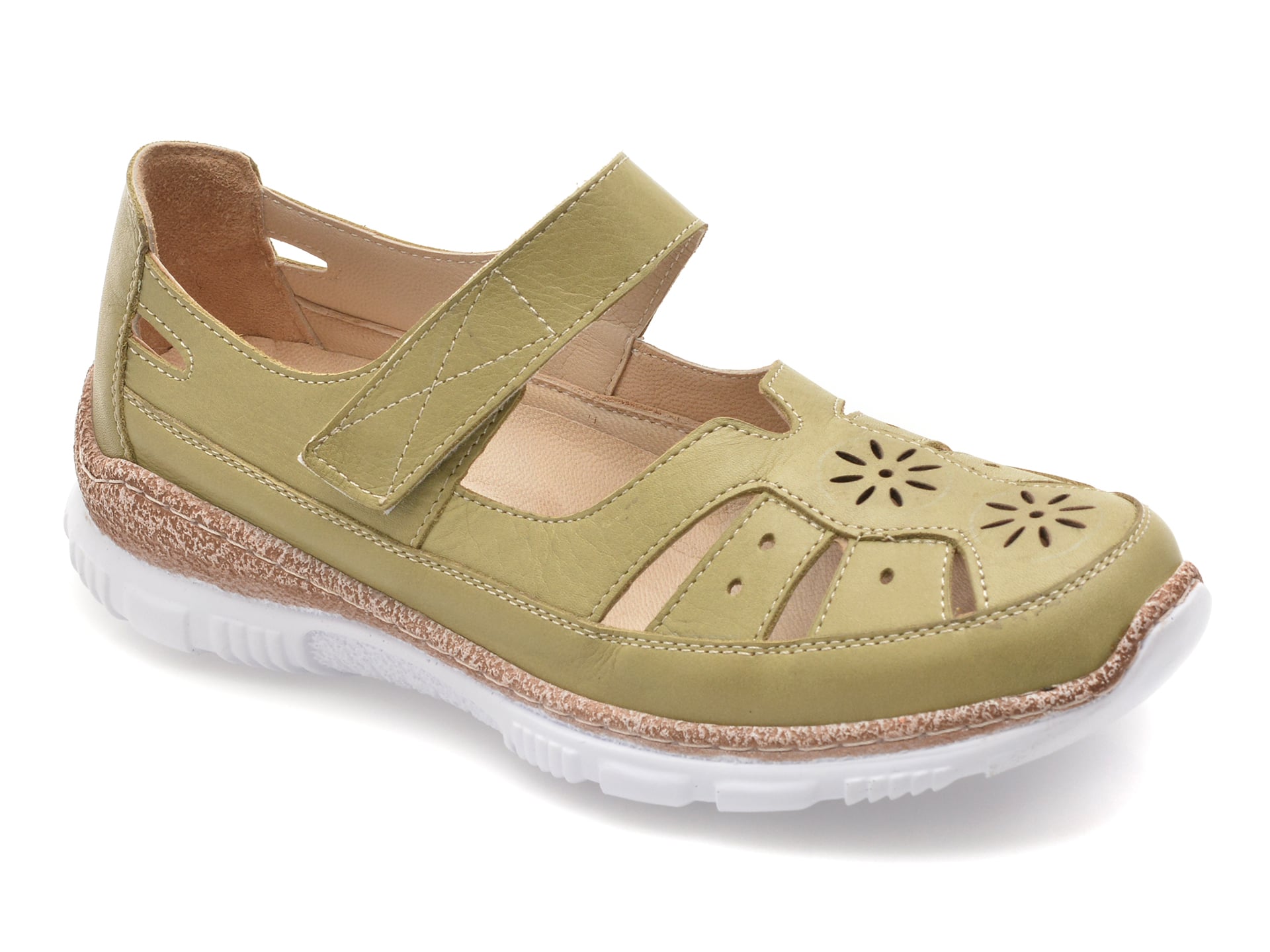 Pantofi EVIDA verzi, EV2924, din piele naturala