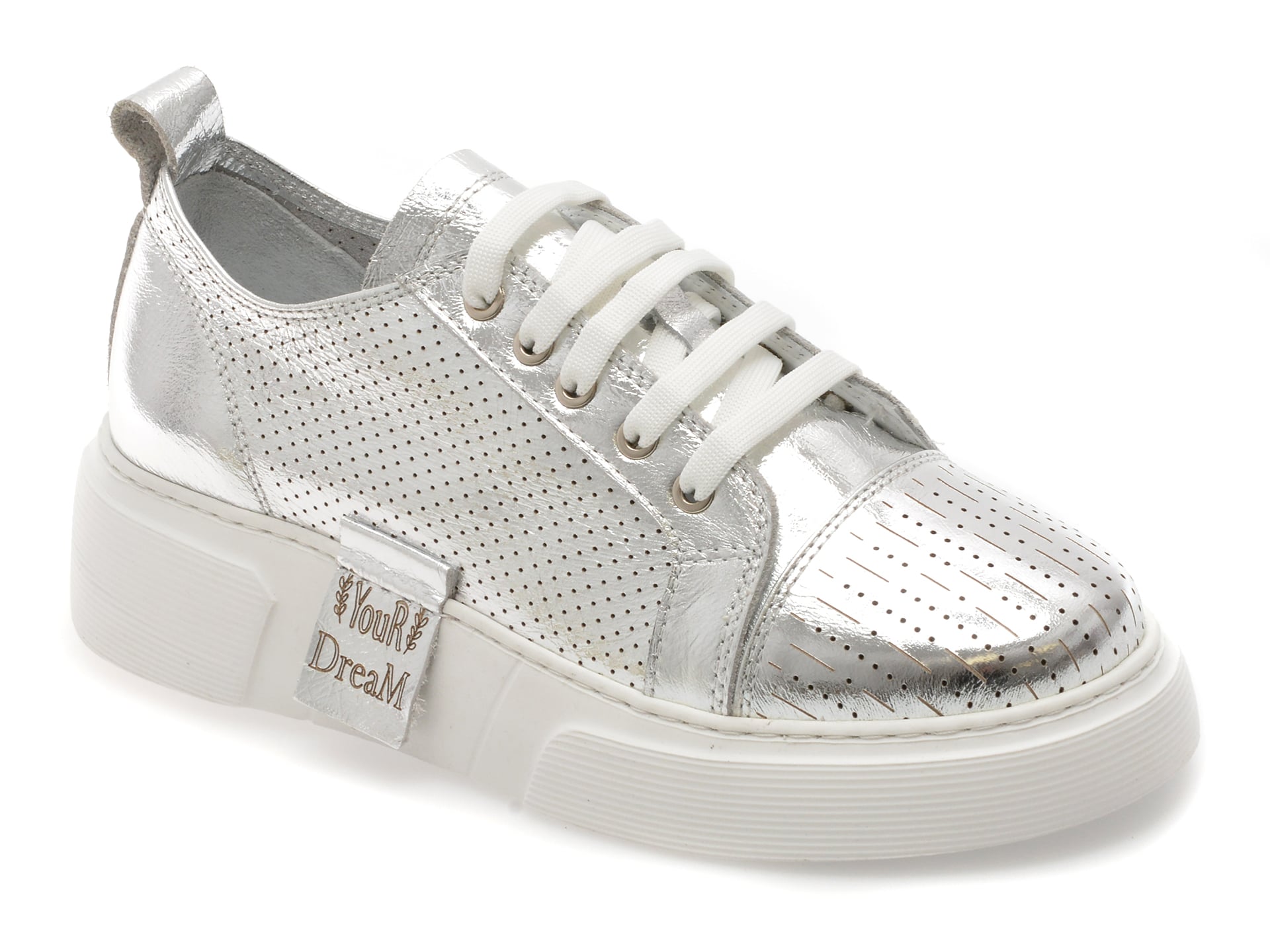 Pantofi sport ERISMA argintii, 2084611, din piele naturala