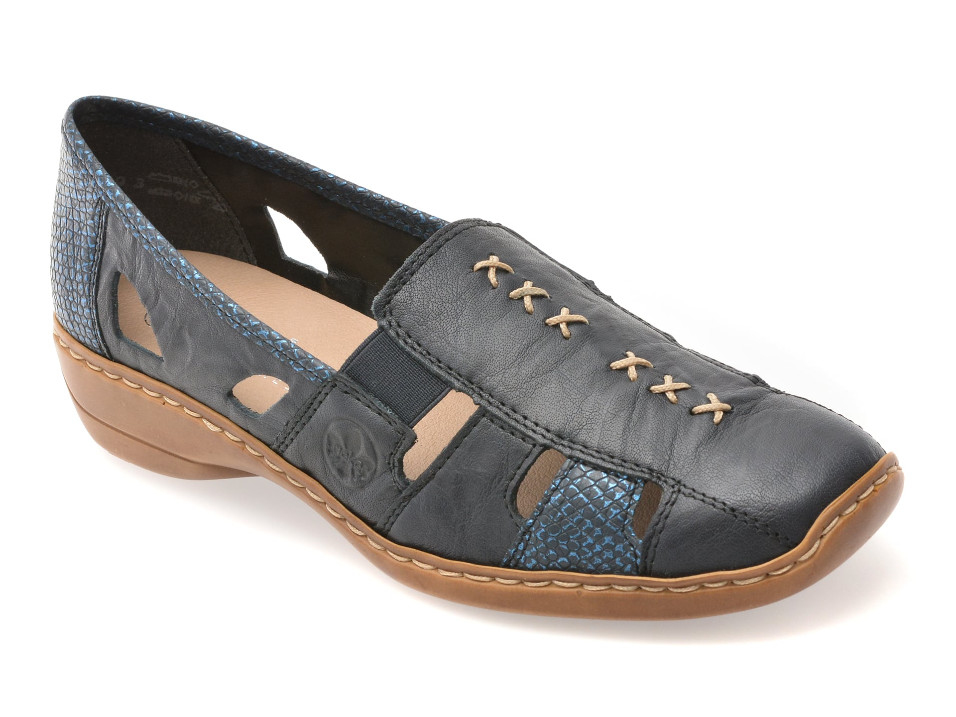 Pantofi RIEKER bleumarin, 41385, din piele naturala