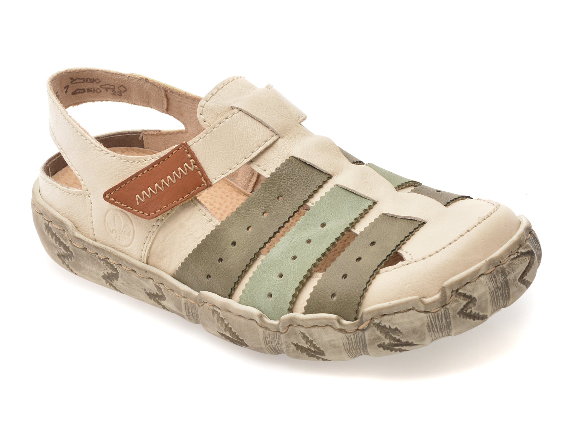 Pantofi RIEKER bej, L0379, din piele naturala