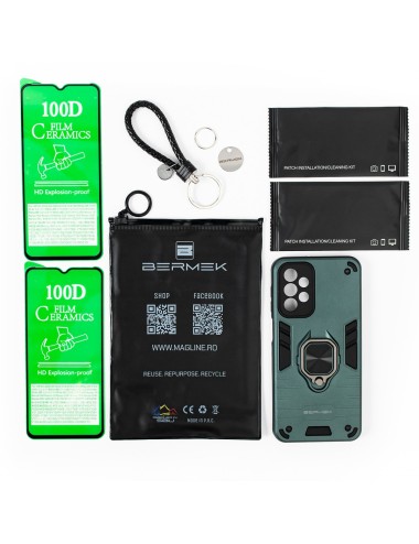 Bermek Husa Samsung A23 5G, husa antisoc - 2x Folie telefon, Verde