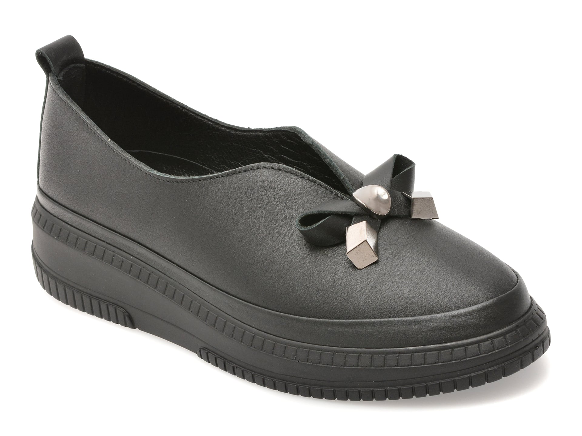Pantofi GOLD DEER negri, 212618, din piele naturala