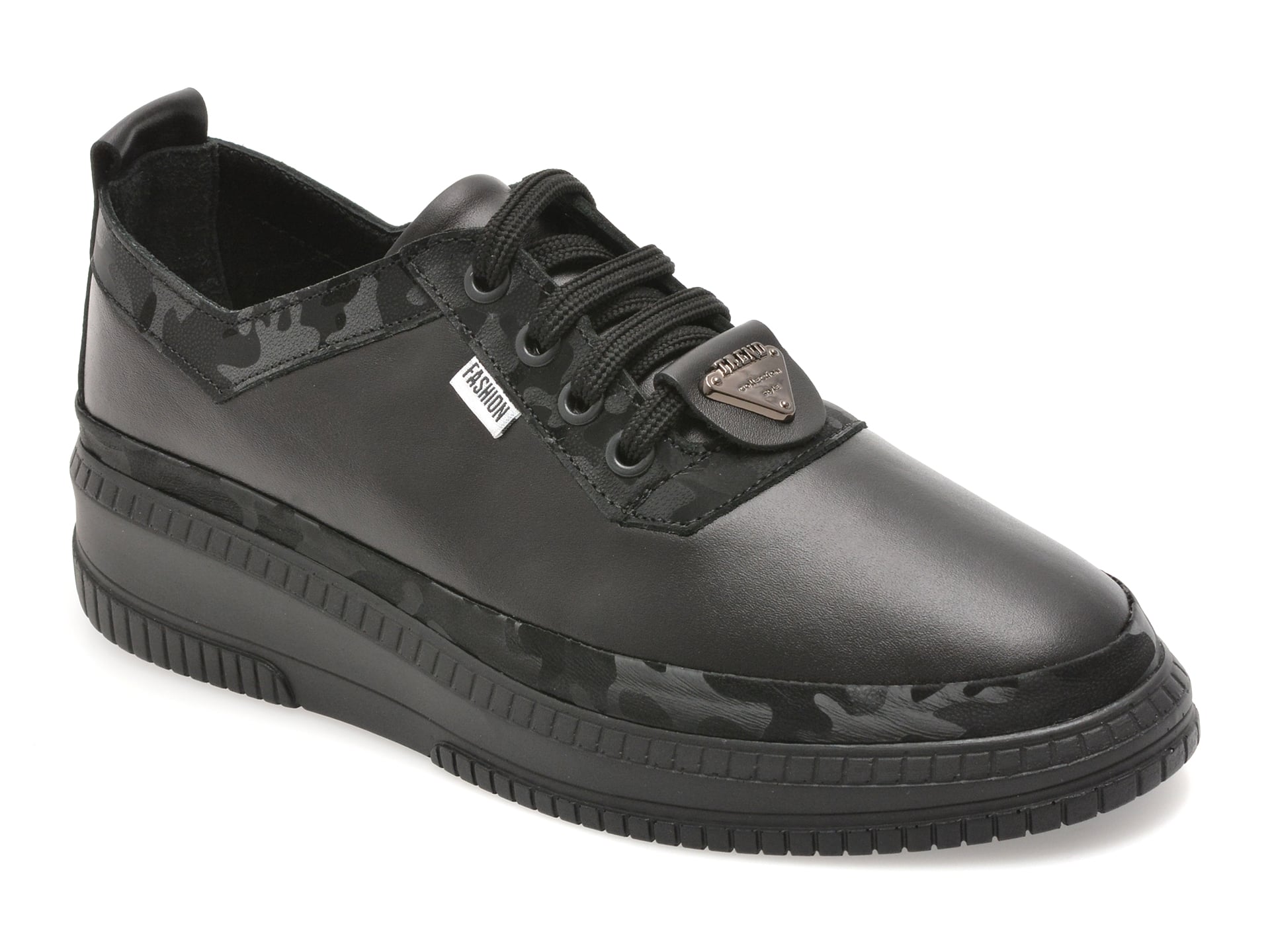 Pantofi GOLD DEER negri, 212668, din piele naturala