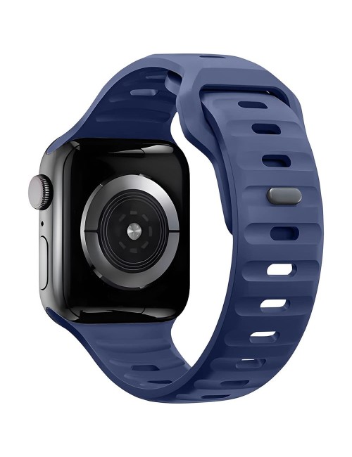 Bermek Curea Apple Watch Ultra, SE, Seriile 3, 4, 5, 6, 7, 8, 9, marimi 42mm/ 44mm/ 45mm/ 49mm, silicon, albastru