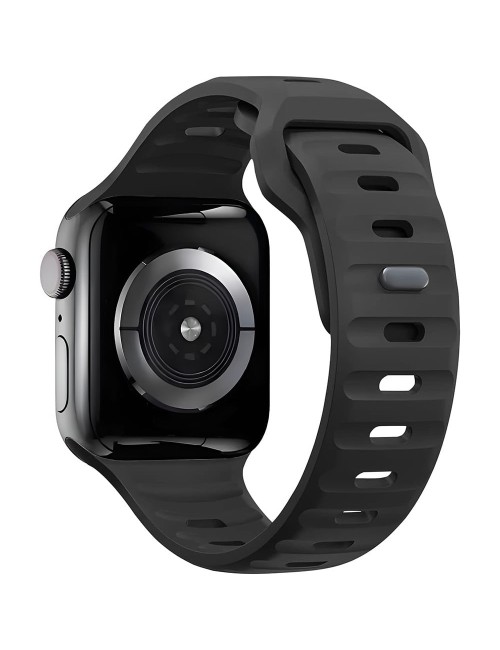 Bermek Curea Apple Watch Ultra, SE, Seriile 3, 4, 5, 6, 7, 8, 9, marimi 42mm/ 44mm/ 45mm/ 49mm, silicon, negru