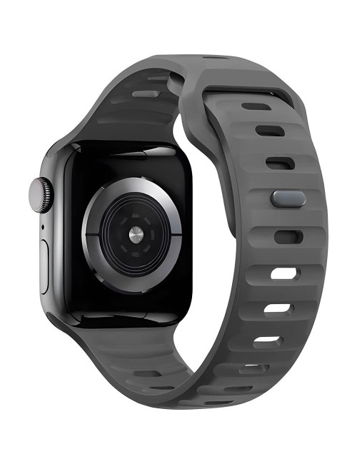 Bermek Curea Apple Watch Ultra, SE, Seriile 3, 4, 5, 6, 7, 8, 9, marimi 42mm/ 44mm/ 45mm/ 49mm, silicon, gri inchis