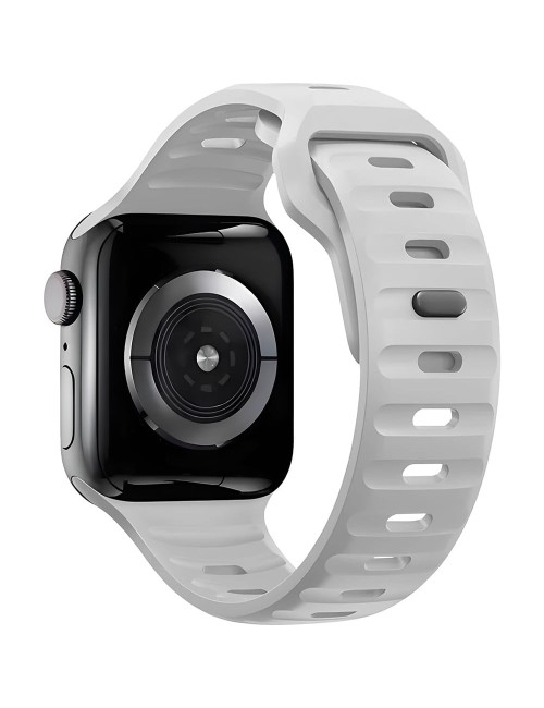 Bermek Curea Apple Watch Ultra, SE, Seriile 3, 4, 5, 6, 7, 8, 9, marimi 42mm/ 44mm/ 45mm/ 49mm, silicon, gri deschis