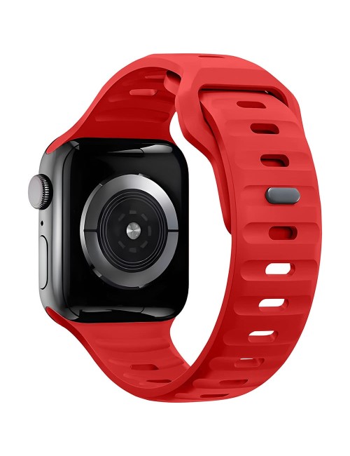 Bermek Curea Apple Watch Ultra, SE, Seriile 3, 4, 5, 6, 7, 8, 9, marimi 38mm/ 40mm/ 41mm, silicon, rosu