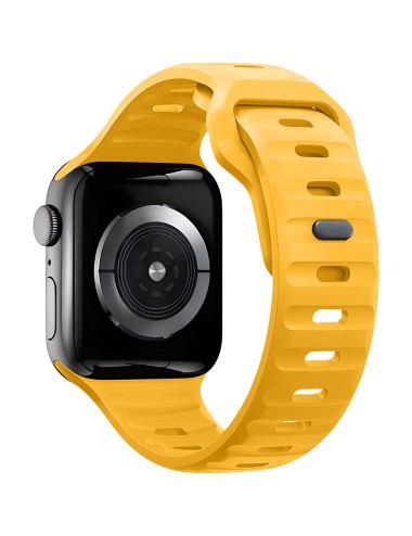 Bermek Curea Apple Watch Ultra, SE, Seriile 3, 4, 5, 6, 7, 8, 9, marimi 38mm/ 40mm/ 41mm, silicon, galben