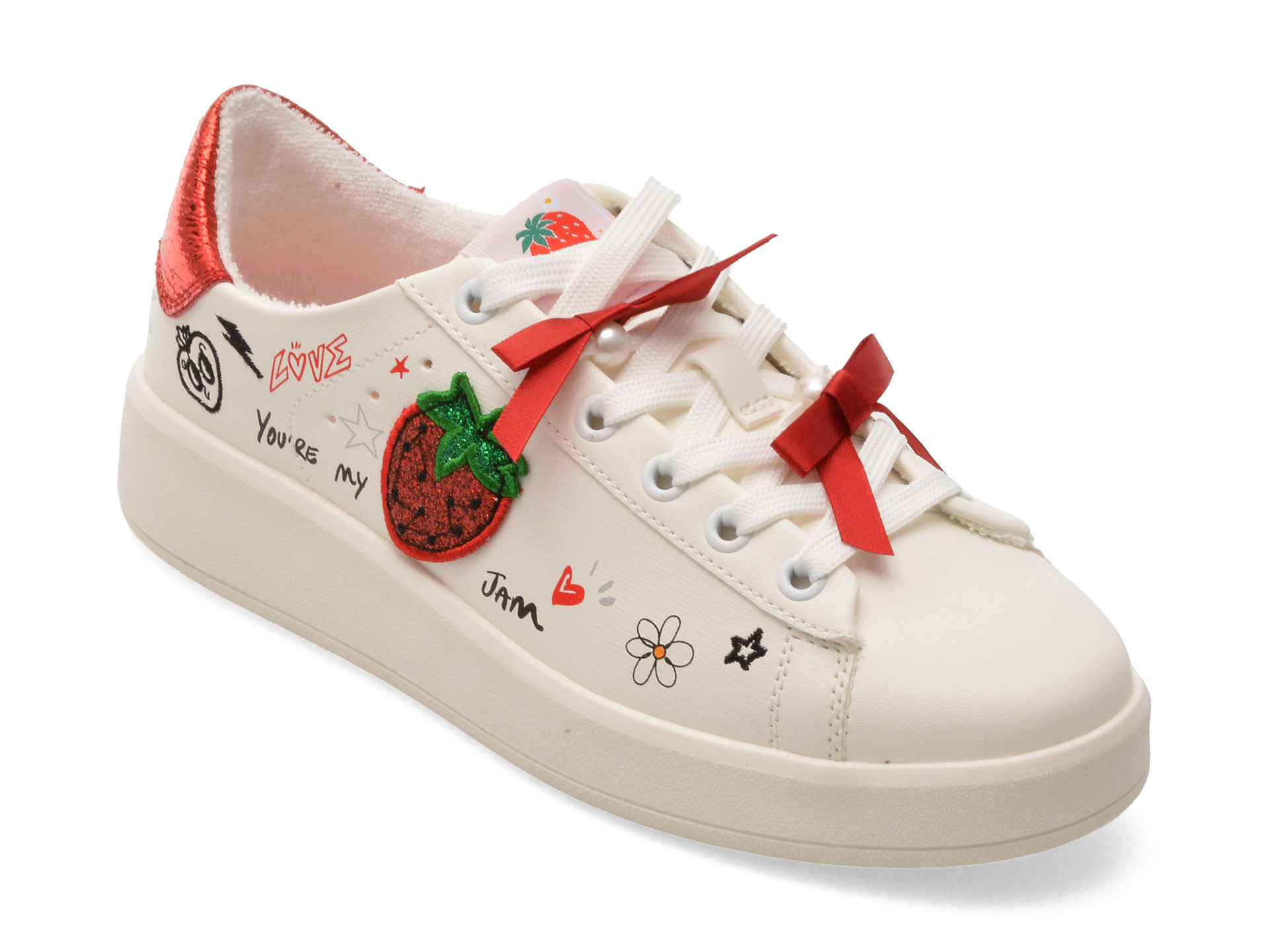 Pantofi sport ALDO albi, LOVESNEAKER 100, din piele ecologica