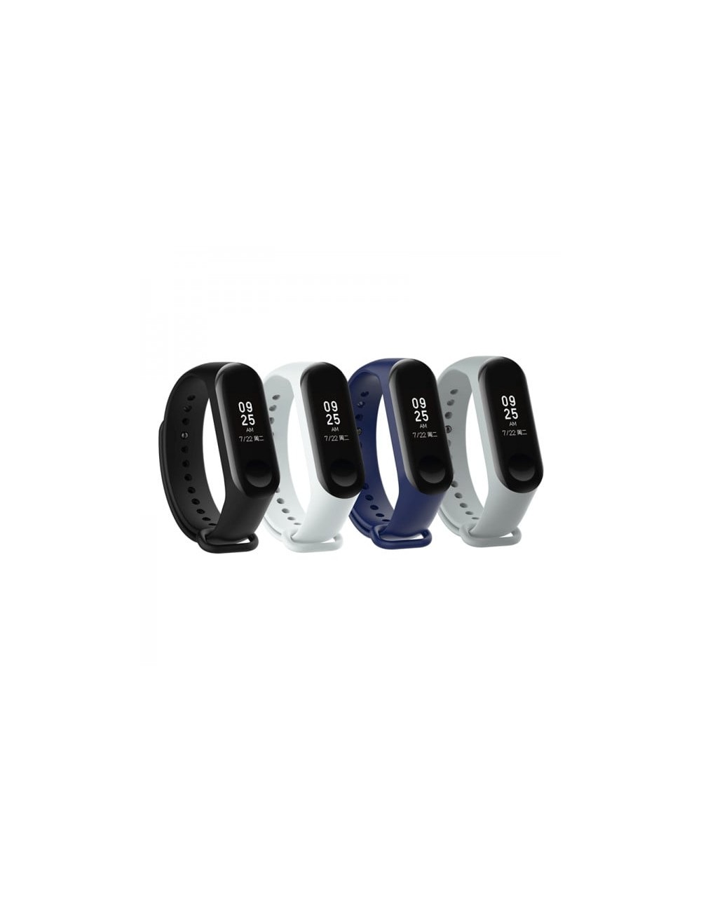 Set 4 curele din silicon pentru bratara smart Xiaomi Mi Band 3/4, negru, alb, gri, albastru