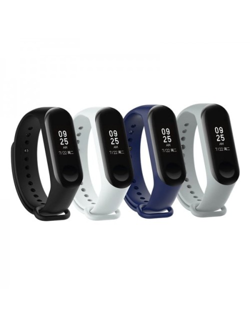 Set 4 curele din silicon pentru bratara smart Xiaomi Mi Band 3/4, negru, alb, gri, albastru