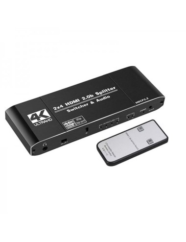 Switch Splitter HDMI 2.0b 2in 4out, 4k 60Hz, 18Gbps, SPDIF Audio, jack 3.5 extractor, pass, 2.0, 5.1ch