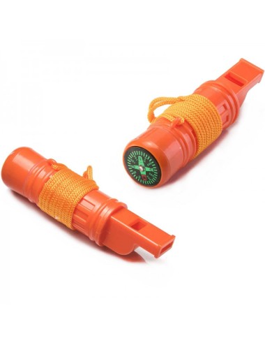 Fluier supravietuire multifunctional cu busola, amnar, oglinda, compartiment interior impermeabil, snur, pentru urgente, camping