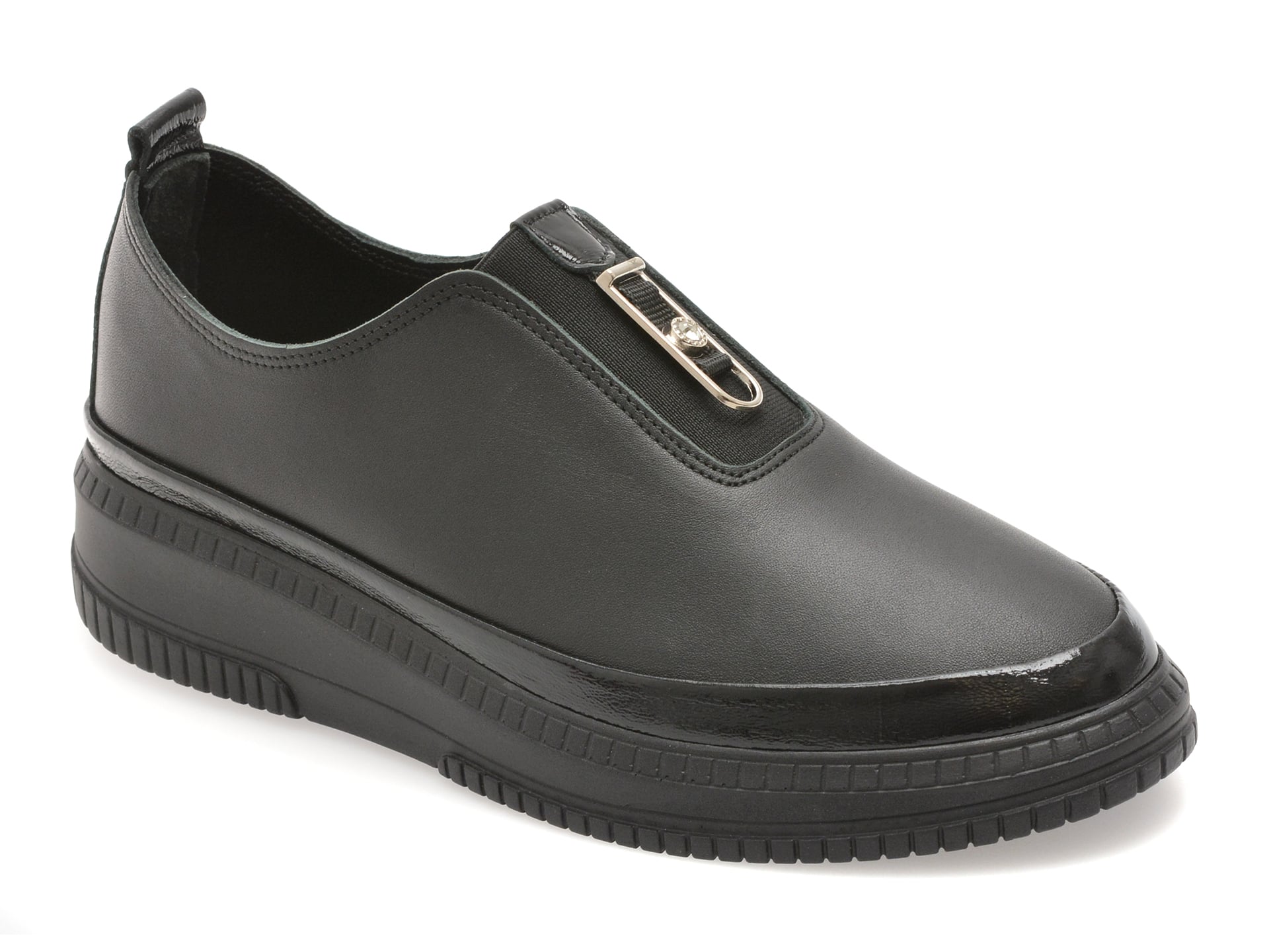 Pantofi GOLD DEER negri, 212628, din piele naturala