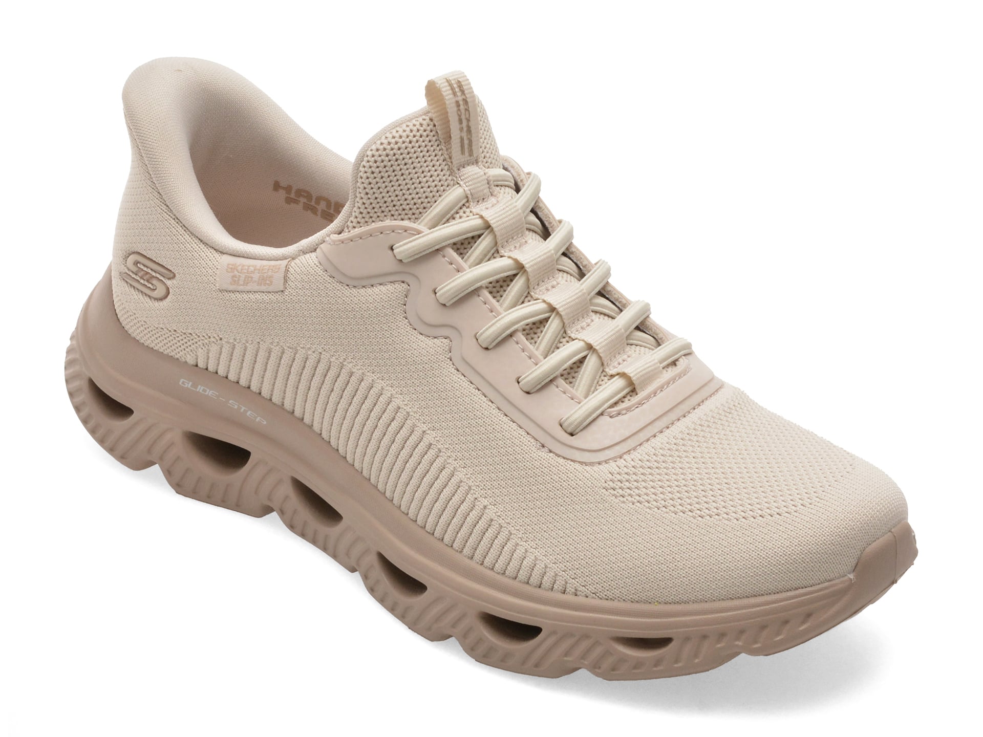 Pantofi sport SKECHERS nude, BOBS ARC WAVES, din material textil