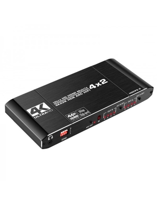 Switch HDMI 2.0b HDCP 2.2 MATRIX 4K 60Hz, 4in 2out, extractor Audio Optical SPDIF , Jack 3.5mm, Coaxial, EDID si ARC, telecomand