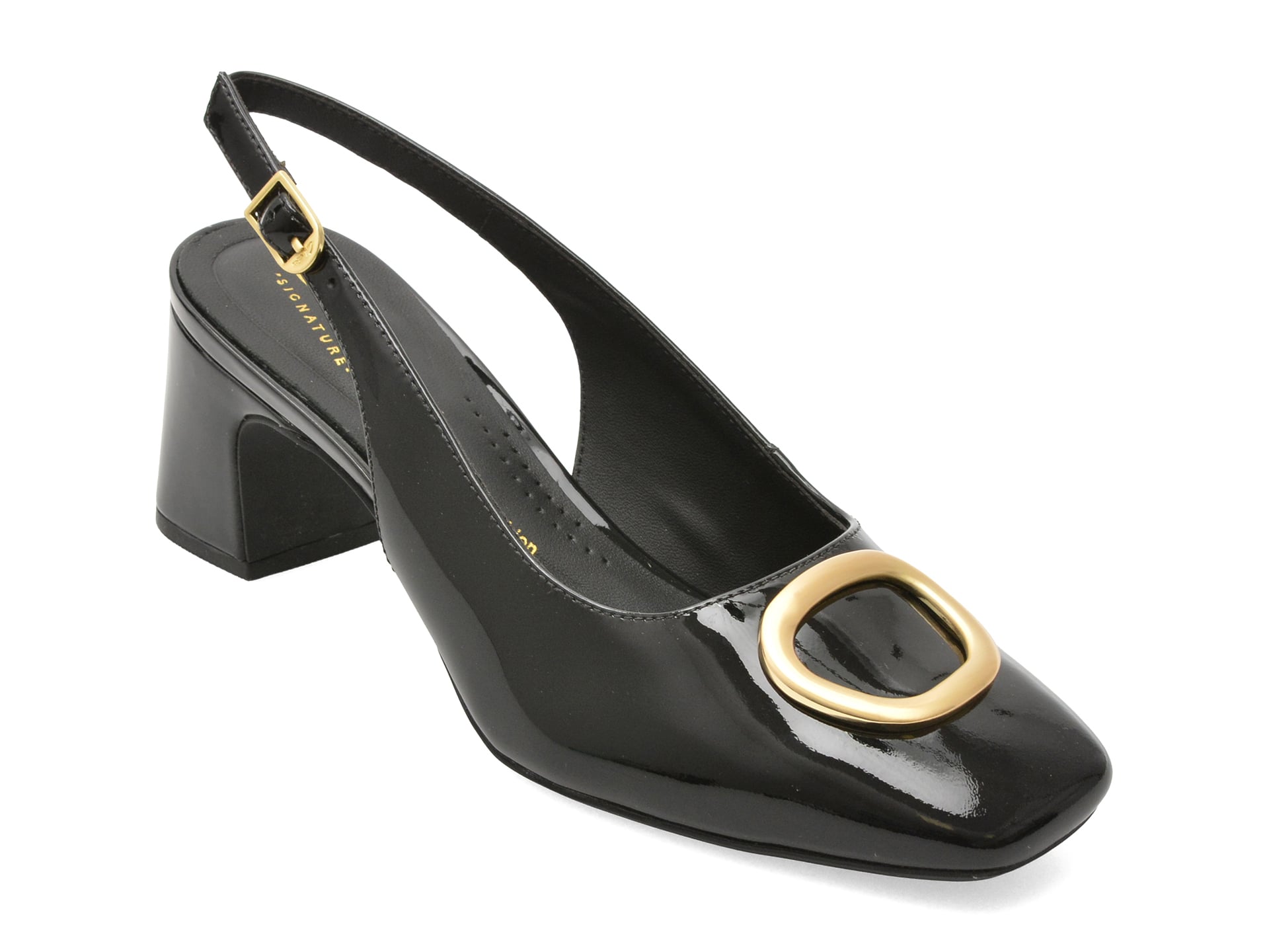 Pantofi eleganti CLARKS negri, FERNIE SLING, din piele naturala lacuita