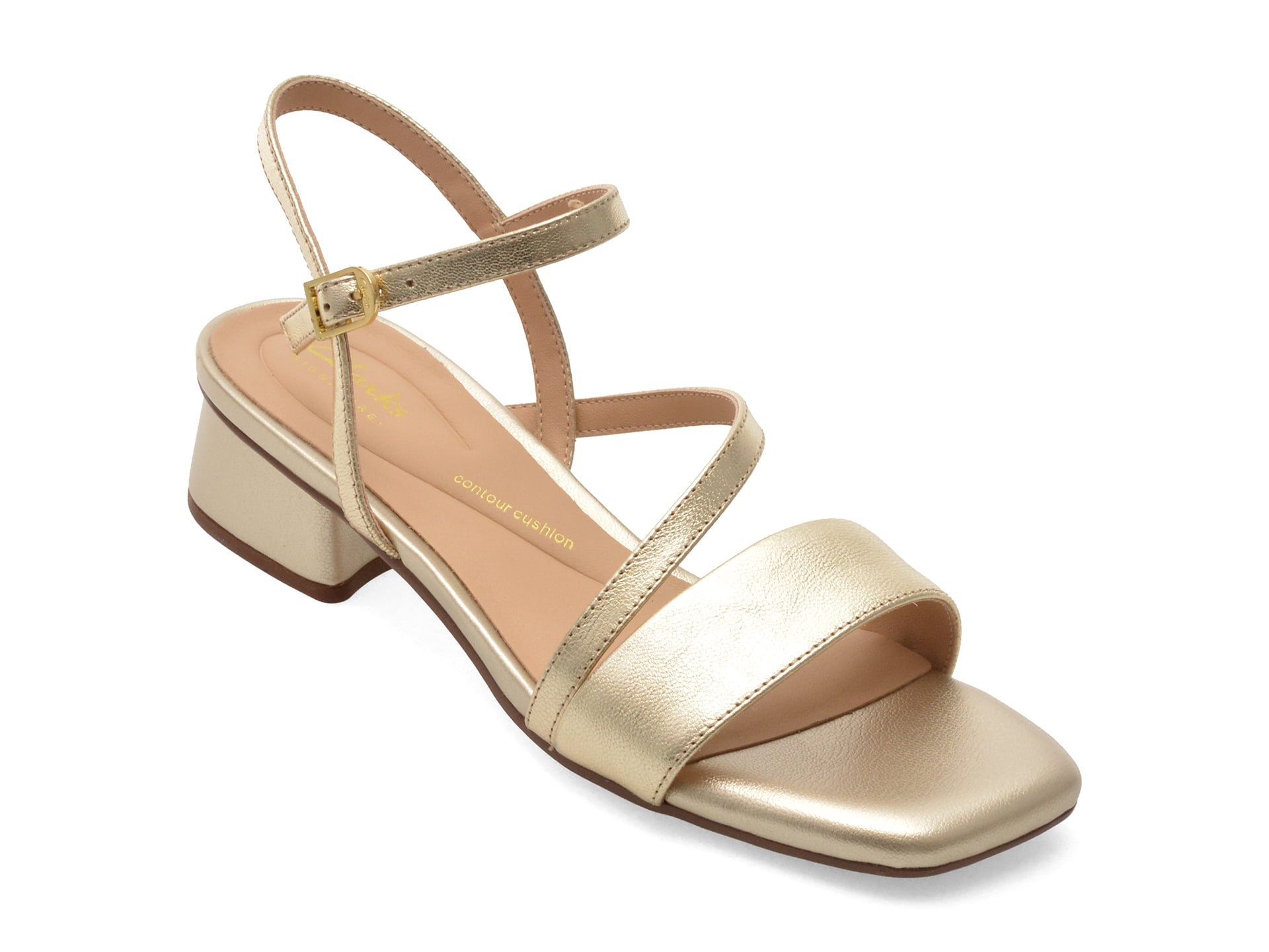 Sandale CLARKS aurii, SERINA 35 STRAP, din piele naturala