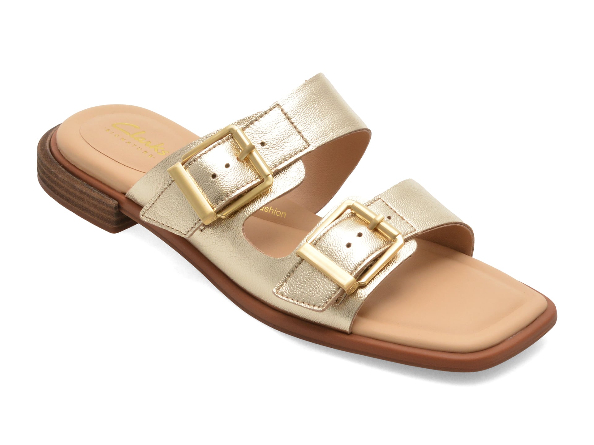 Papuci CLARKS aurii, ARIANY BAY, din piele naturala