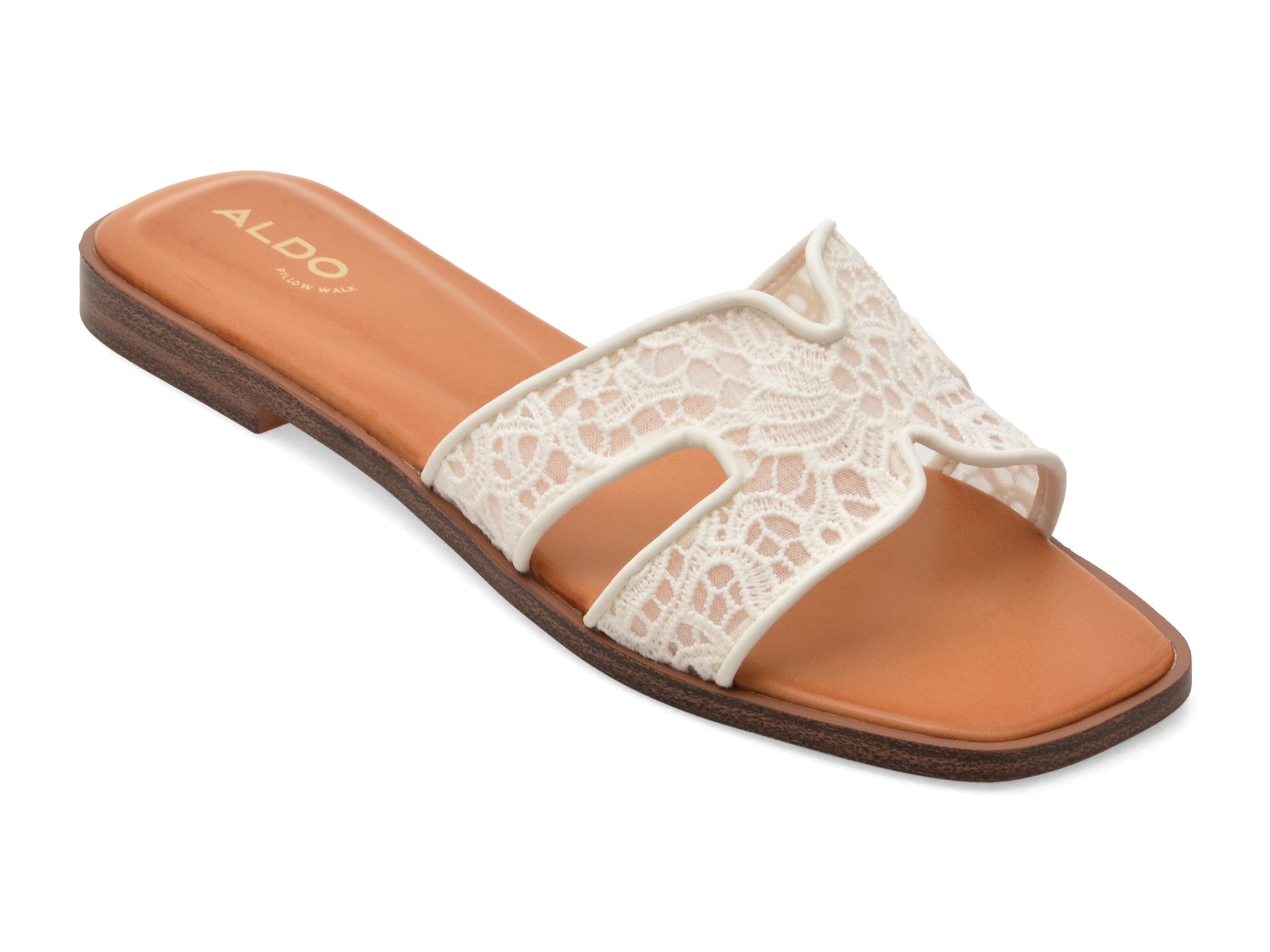 Papuci ALDO albi, ITSANDAL 121, din material textil