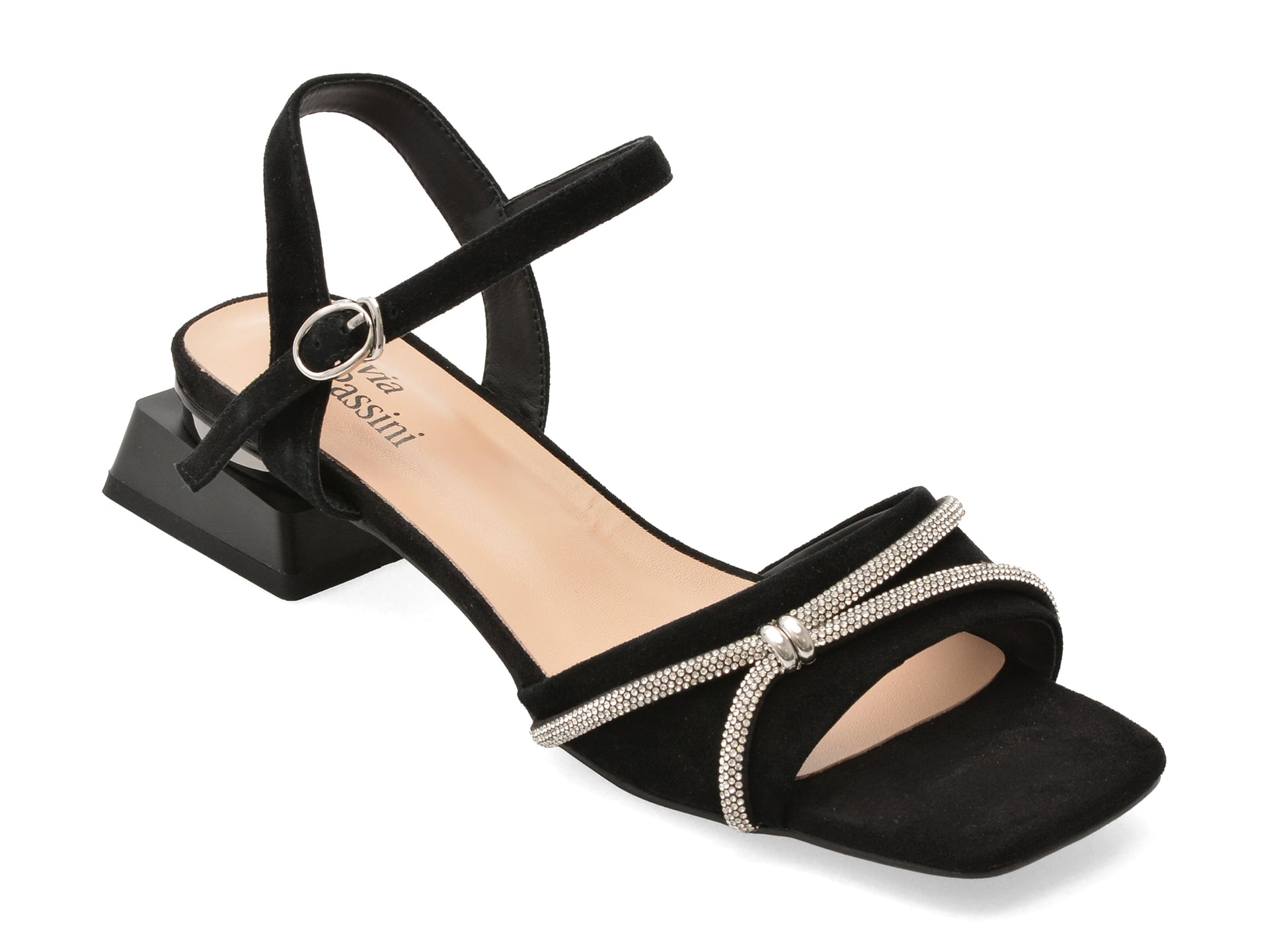 Sandale FLAVIA PASSINI negre, M293, din piele intoarsa