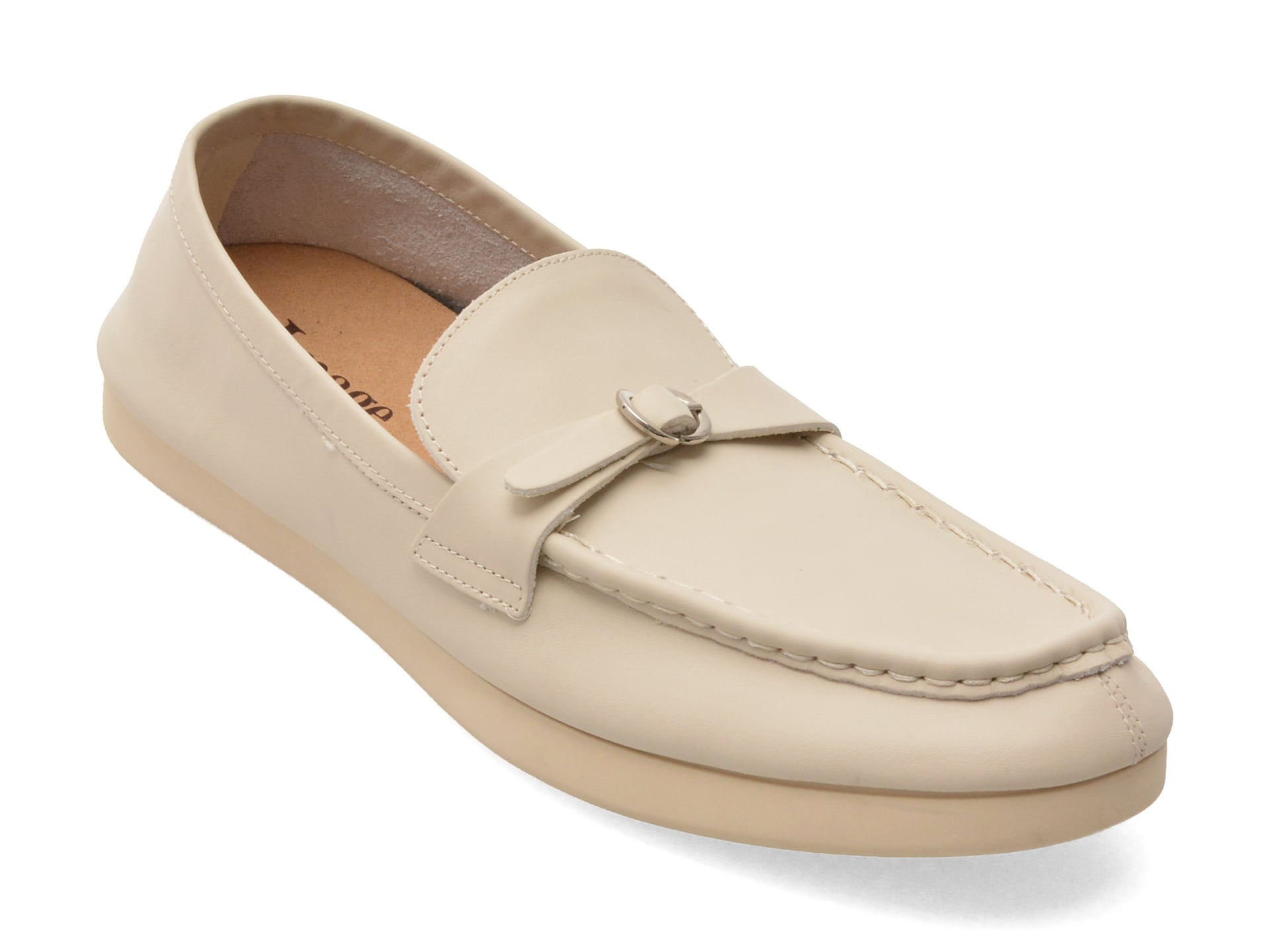 Mocasini IMAGE albi, 2595, din piele naturala