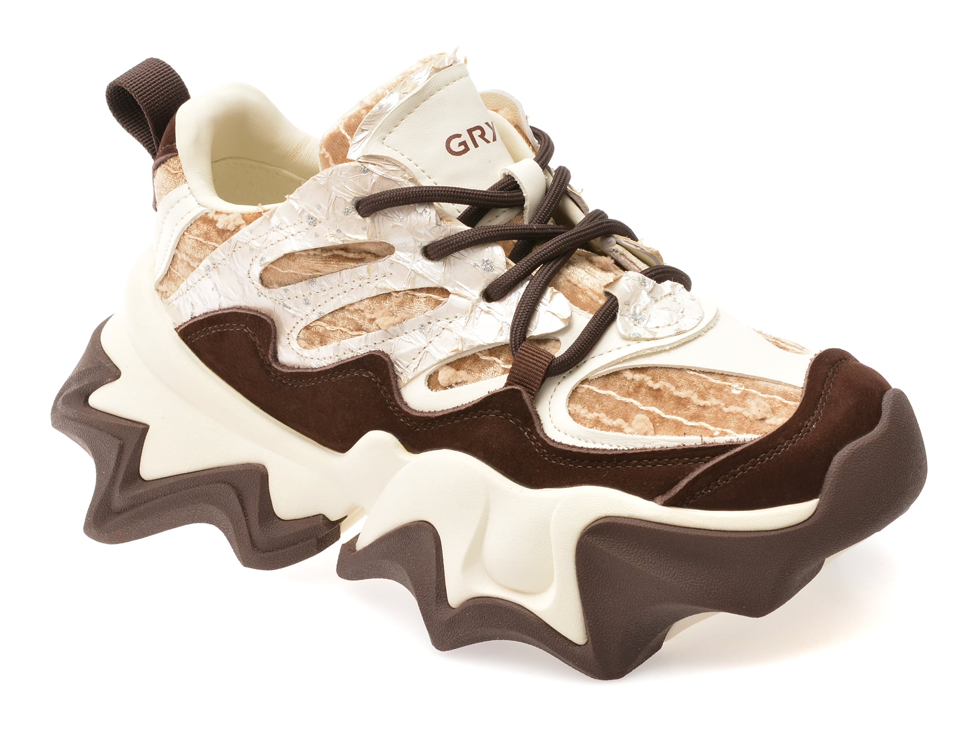 Pantofi sport GRYXX albi, 100861, din material textil si piele naturala