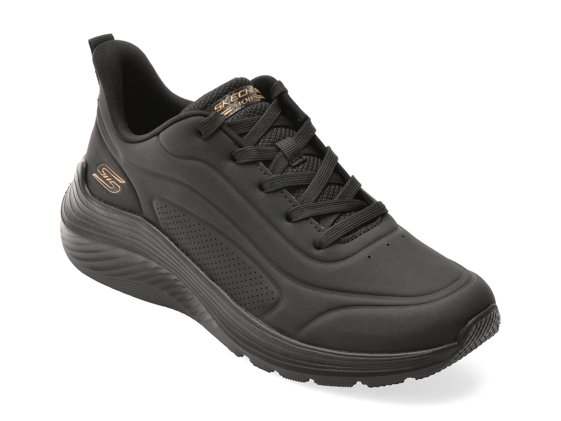 Pantofi sport SKECHERS negri, BOBS SQUAD WAVES, din piele ecologica