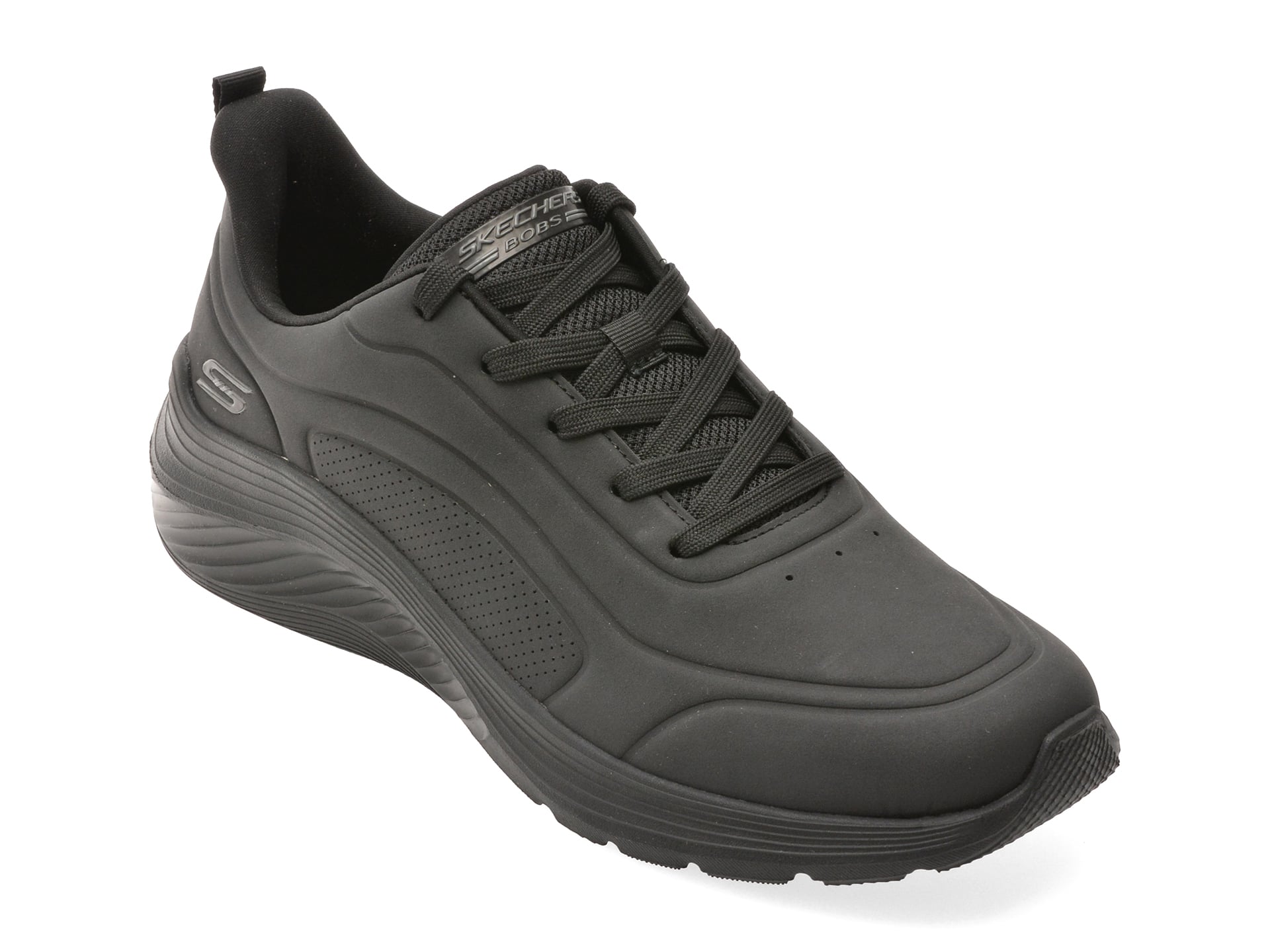 Pantofi sport SKECHERS negri, BOBS SQUAD WAVES, din piele ecologica