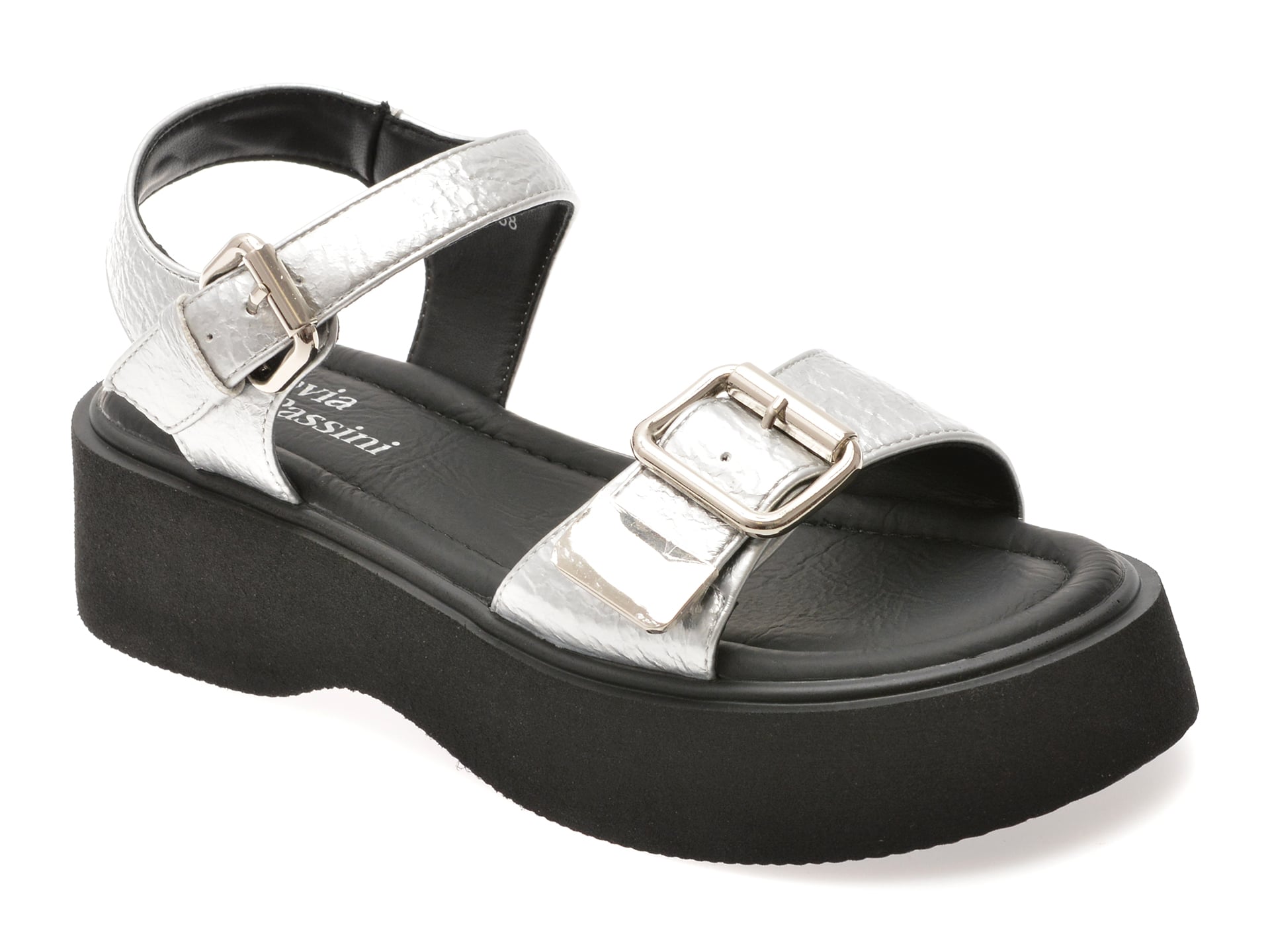 Sandale FLAVIA PASSINI argintii, 51117, din piele ecologica