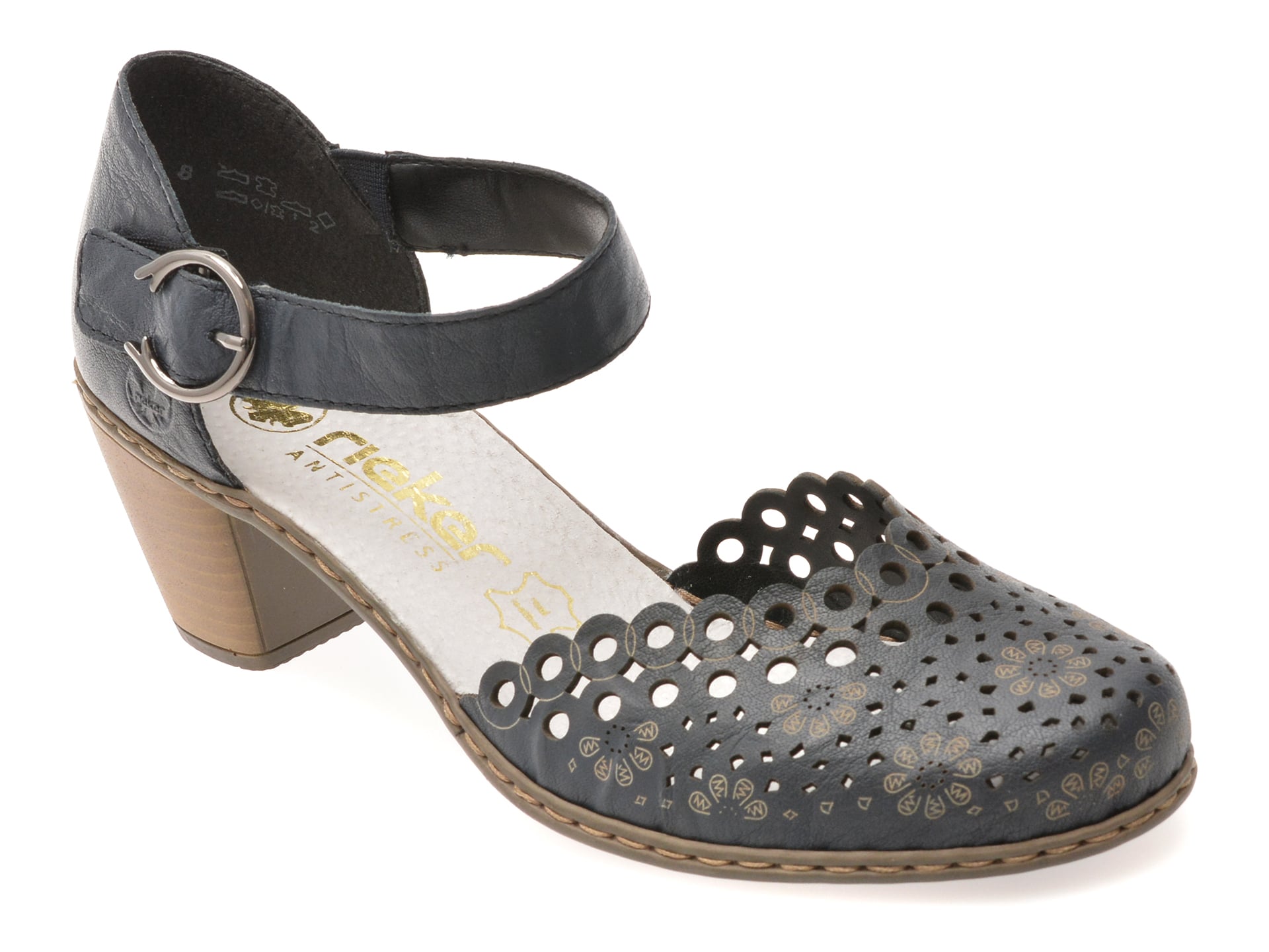Pantofi RIEKER bleumarin, 40902, din piele naturala