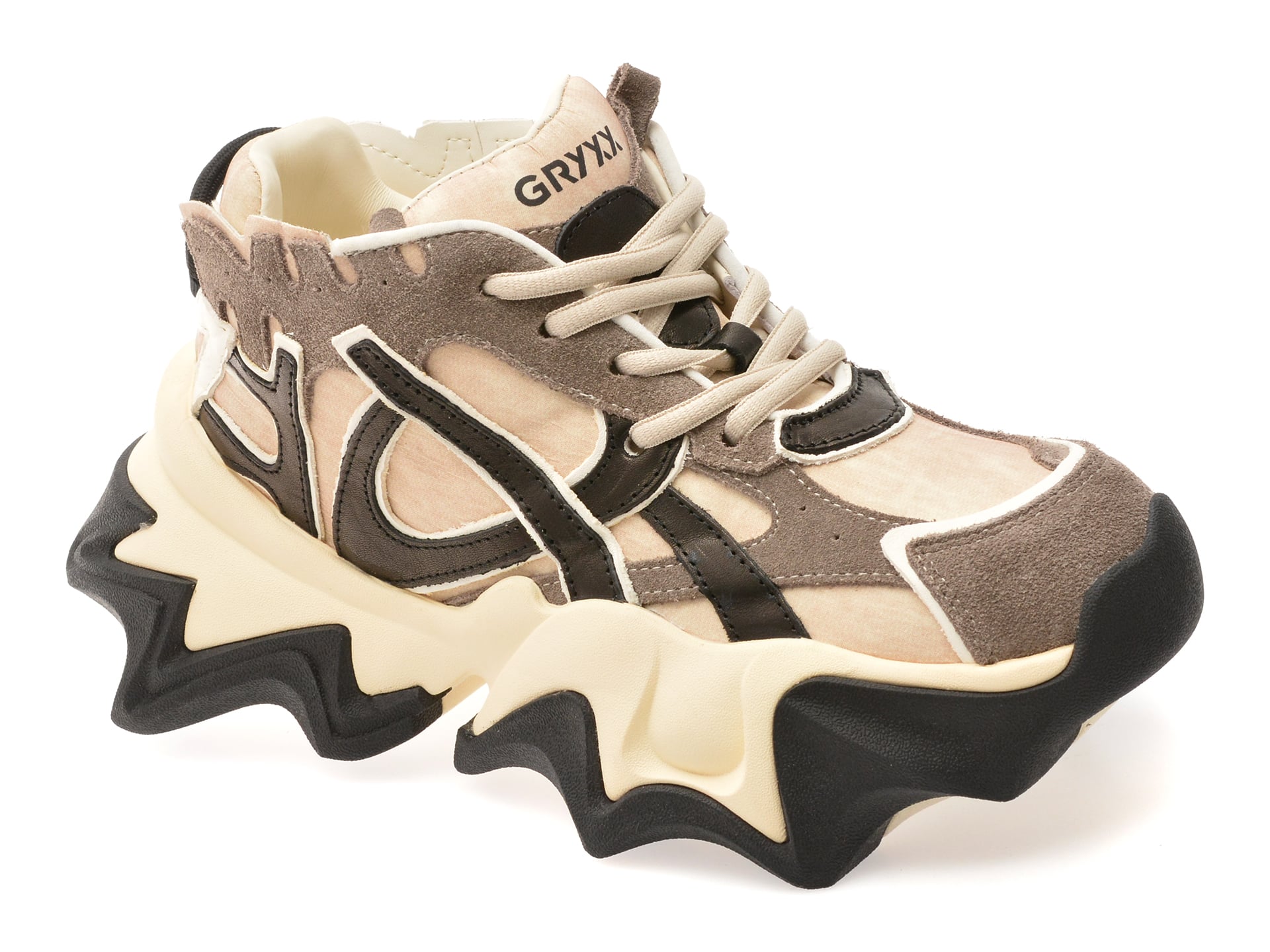 Pantofi sport GRYXX bej, 1008617, din material textil si piele naturala