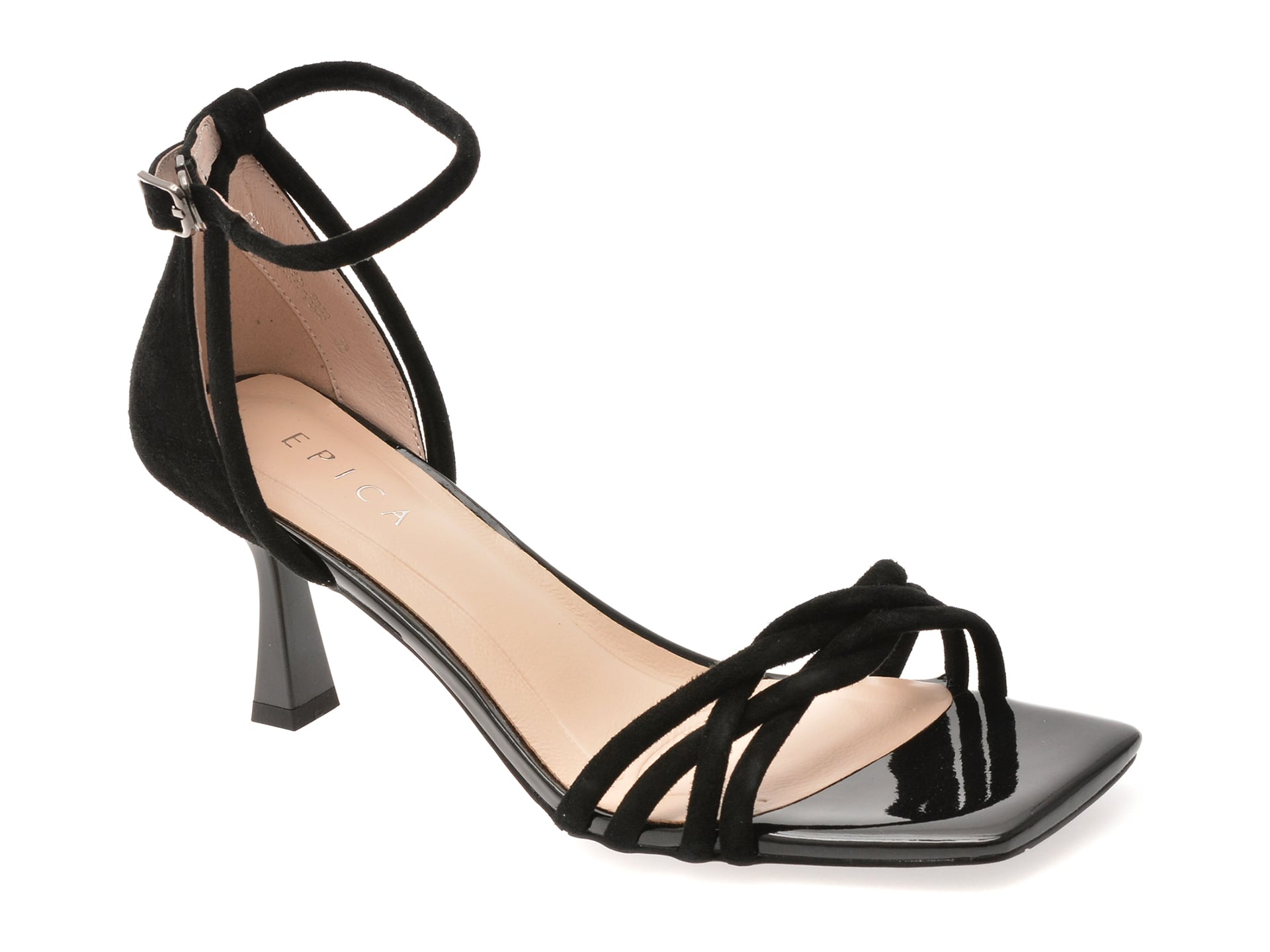 Sandale elegante EPICA negre, 5KL740, din piele intoarsa