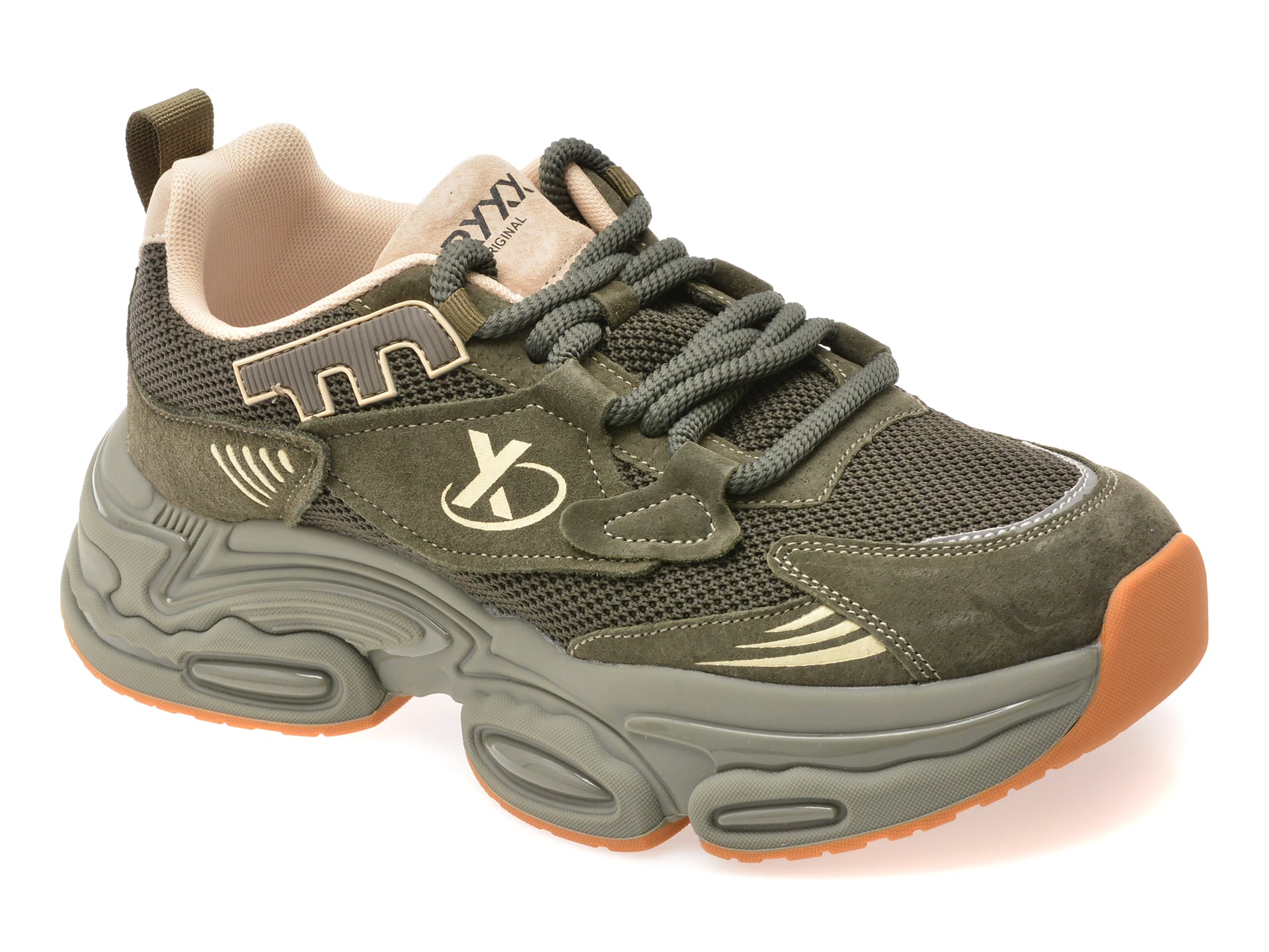 Pantofi sport GRYXX verzi, 9786, din material textil si piele naturala