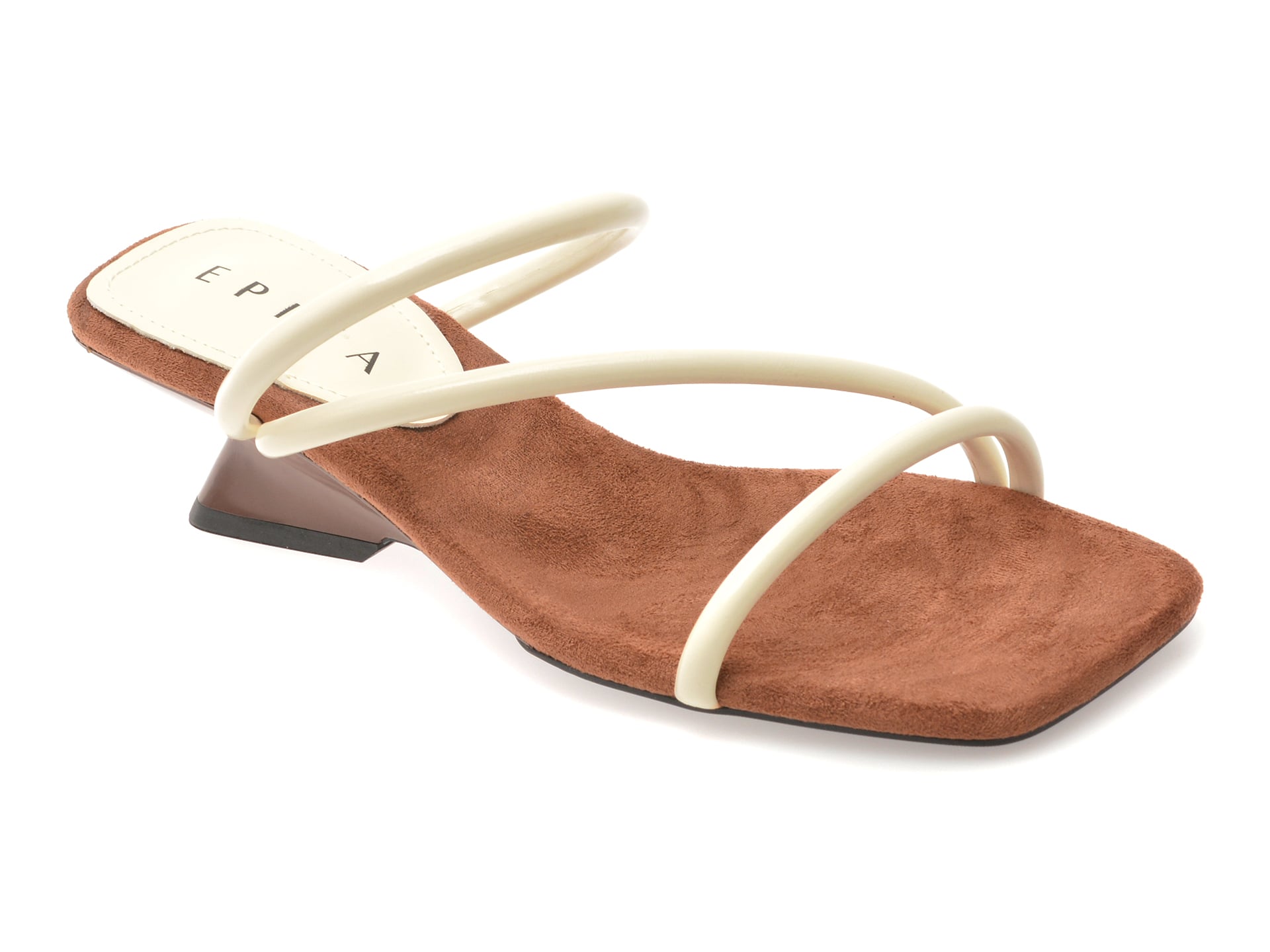 Papuci EPICA albi, 52107, din piele ecologica