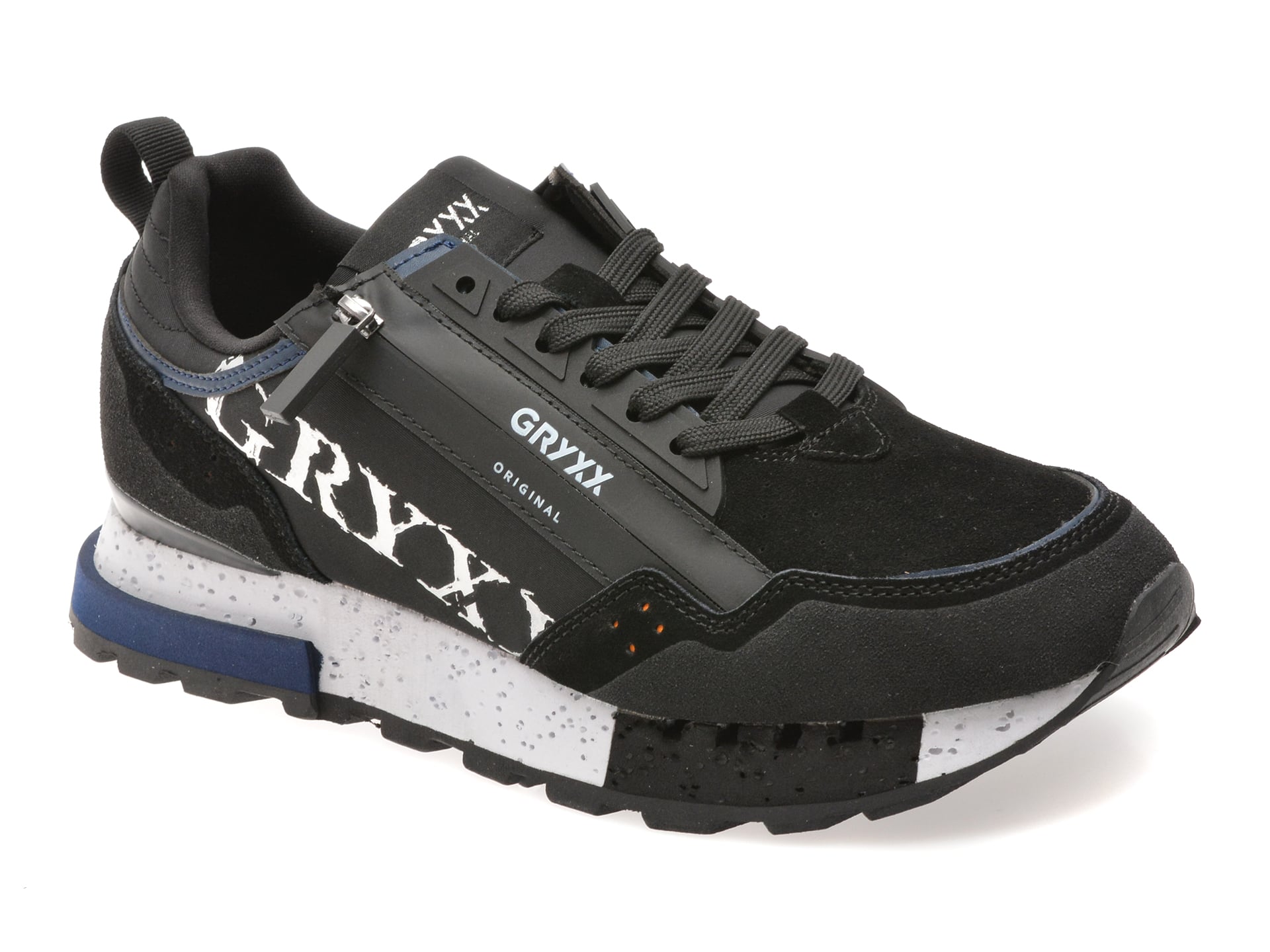 Pantofi sport GRYXX negri, 6013, din material textil si piele naturala