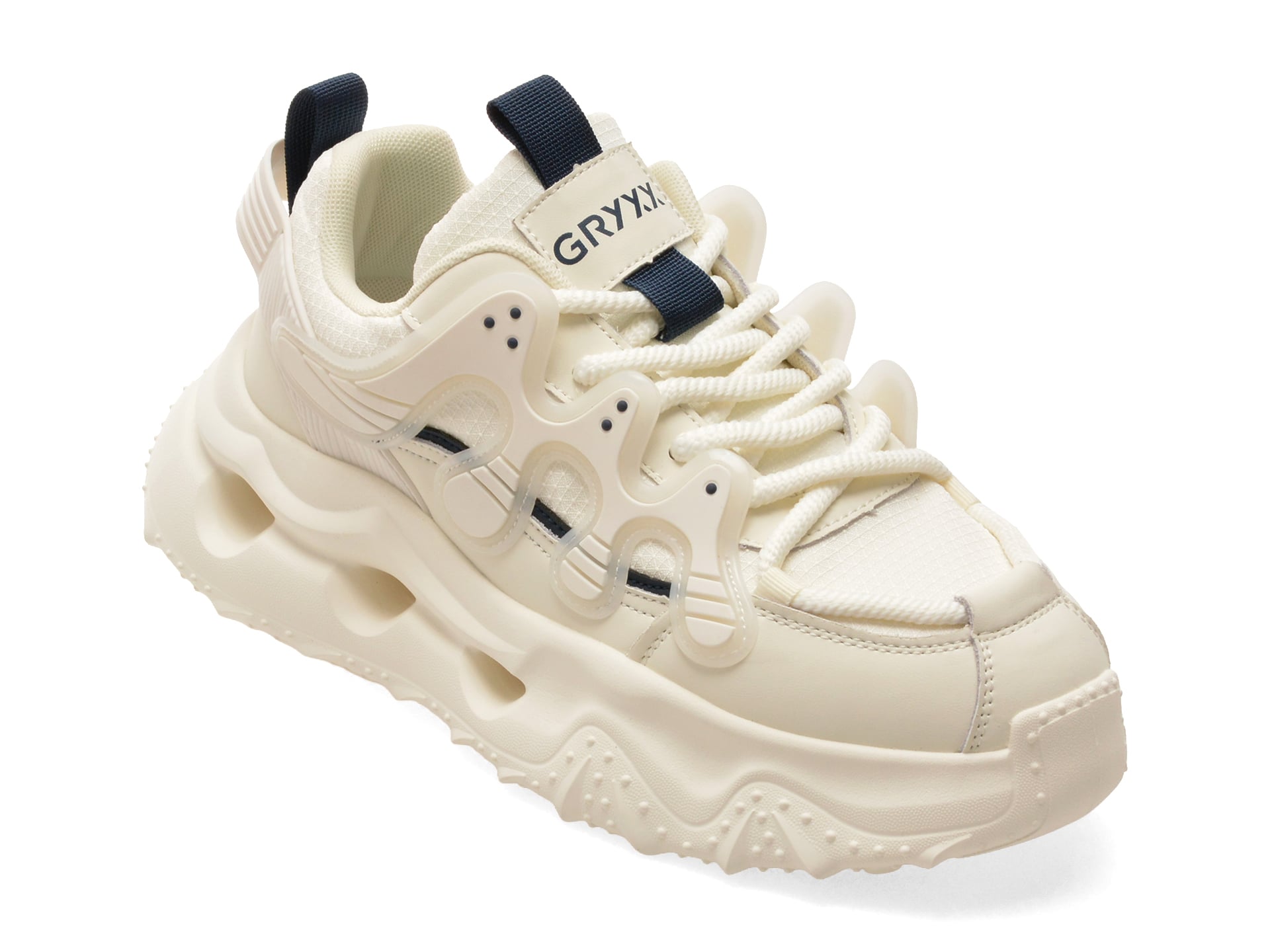 Pantofi sport GRYXX albi, Y2002, din material textil si piele naturala