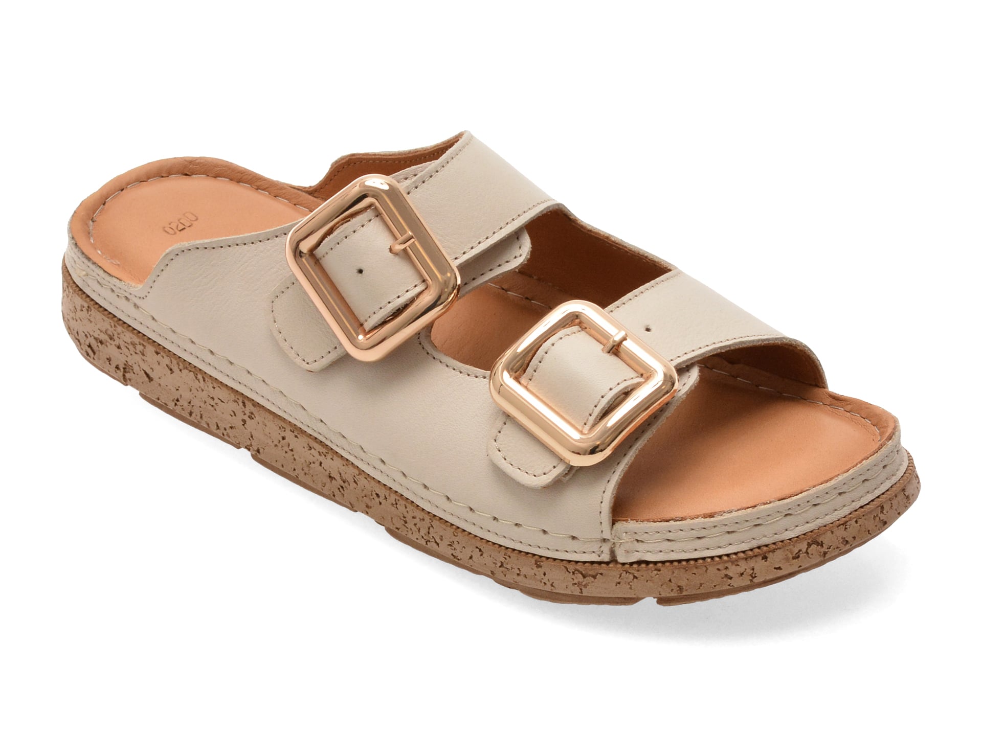 Papuci IMAGE bej, M200, din piele naturala