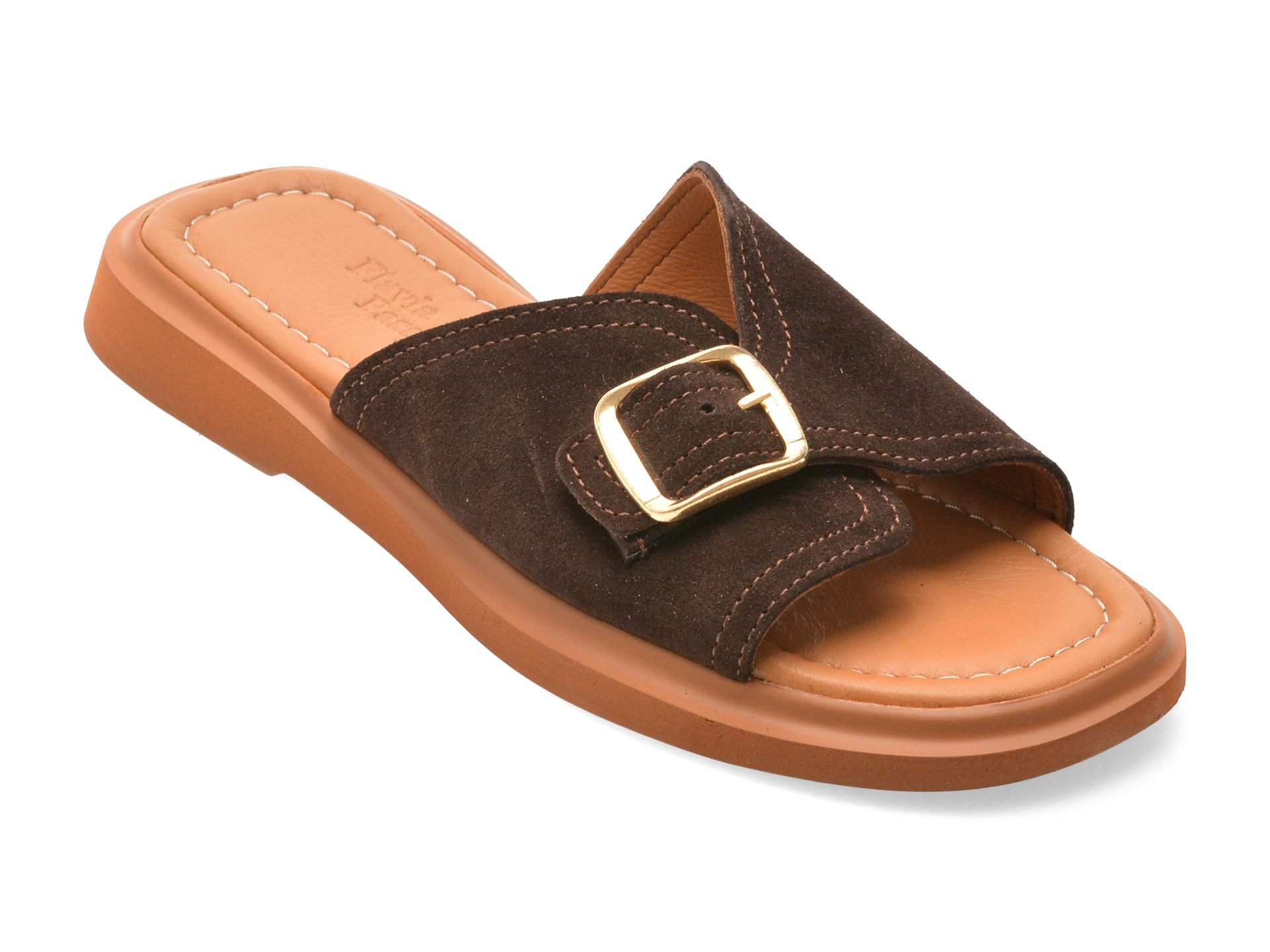 Papuci IMAGE maro, 715, din piele intoarsa